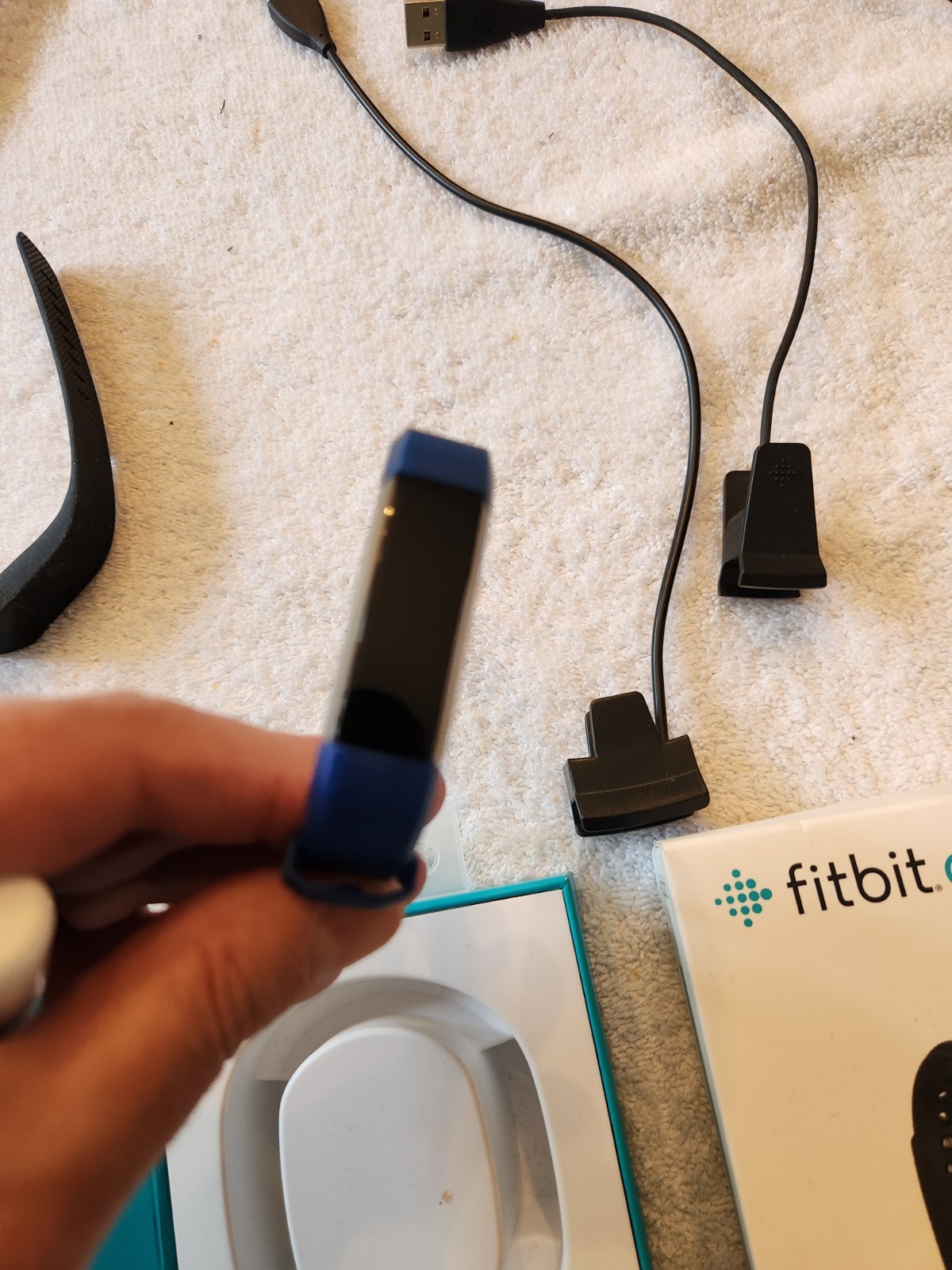 Lot Of 2 Fitbit Watches + Bands + Charging Cables + Boxes Need New Battery
