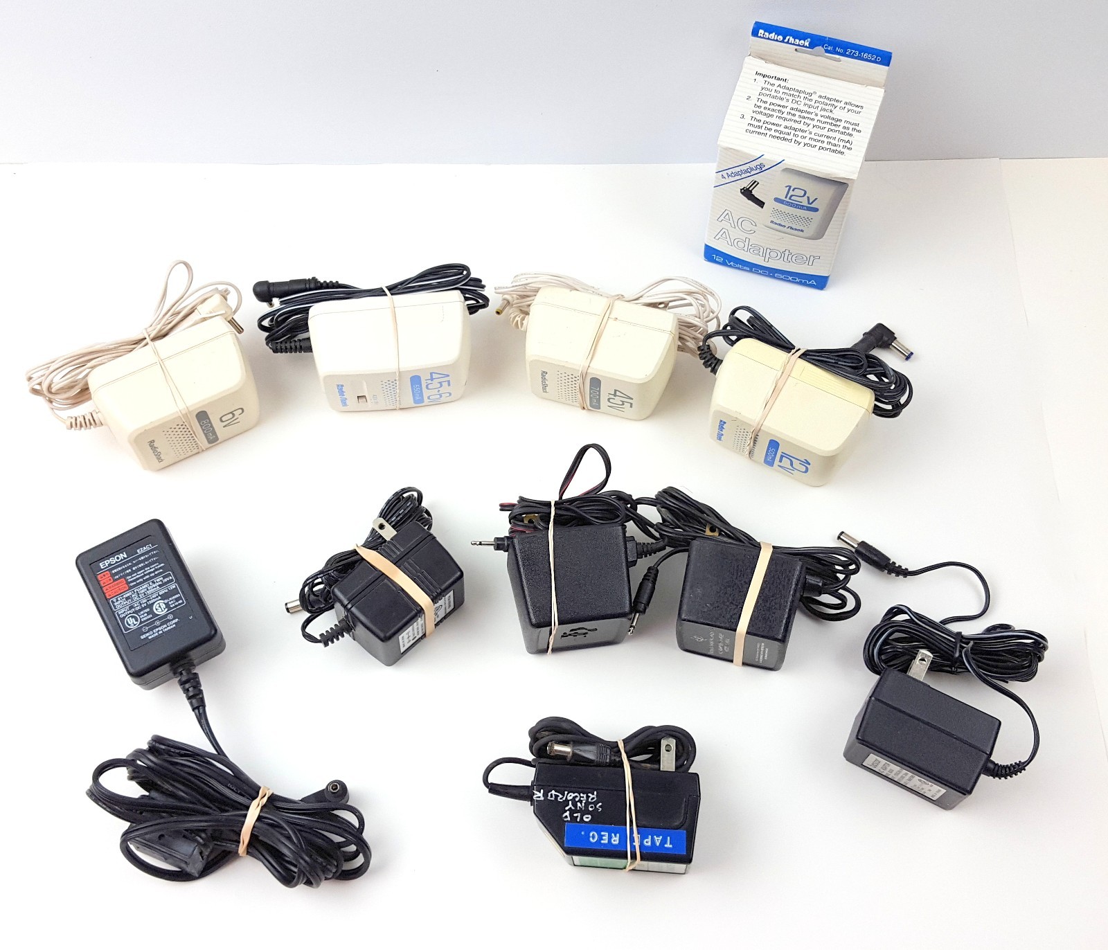 Lot of 11 Assorted Power Adapters Radio Shack Ti Epson Sony etc Vintage