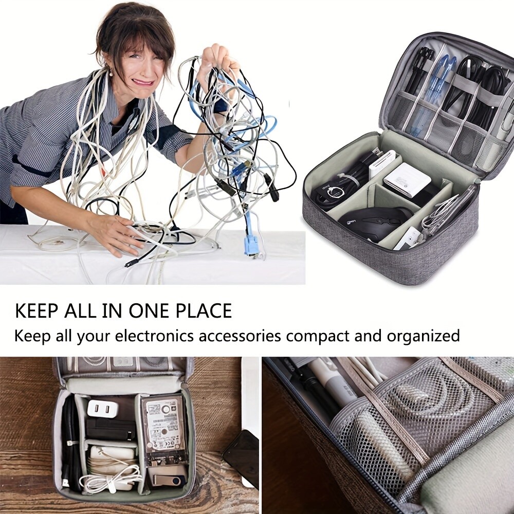 Electronics Organizer Travel Cable Organizer Bag Waterproof Portable Digital Sto