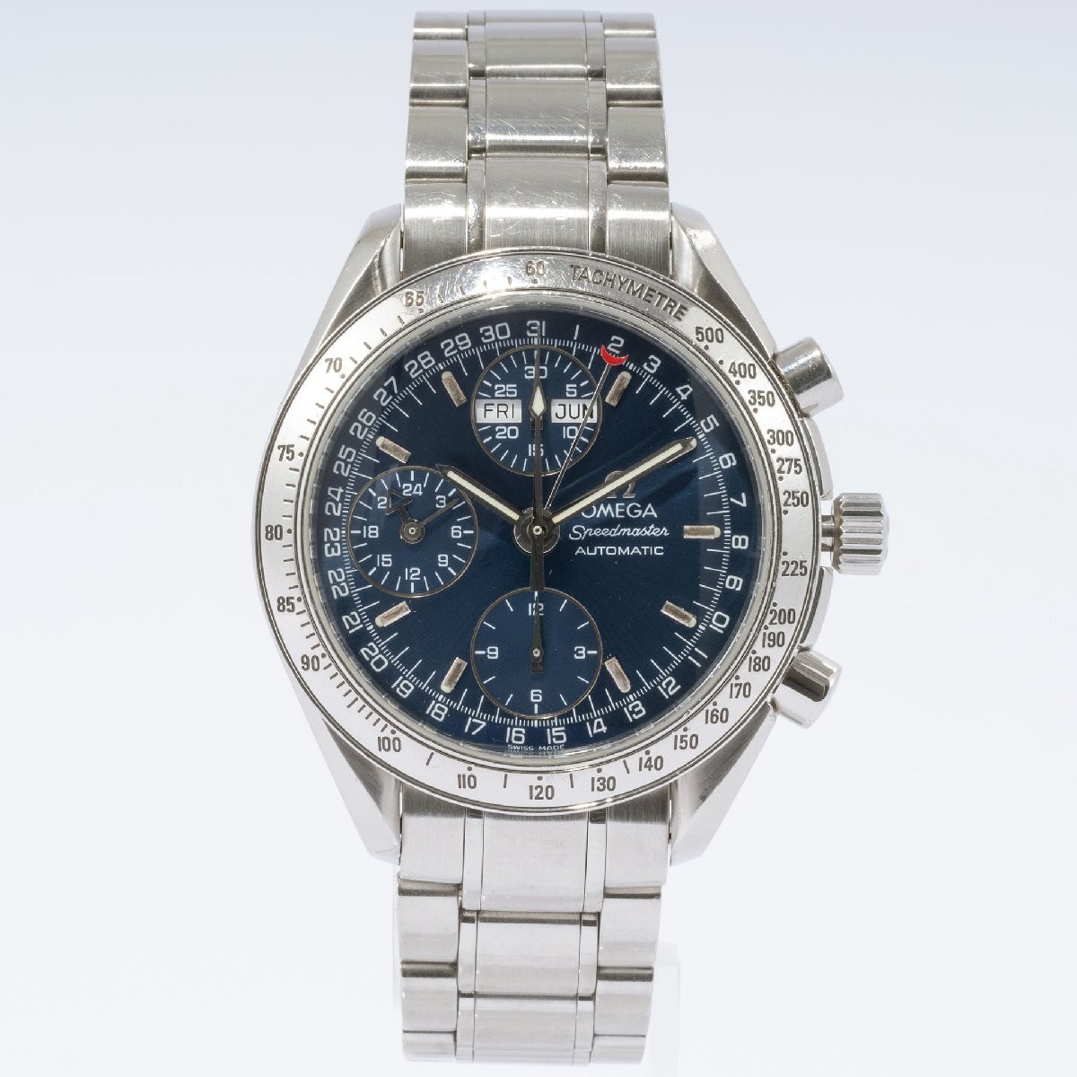 OMEGA Speedmaster Day-Date Watch SS Auto Silver & Blue Dial 3523.80 Mens Auto