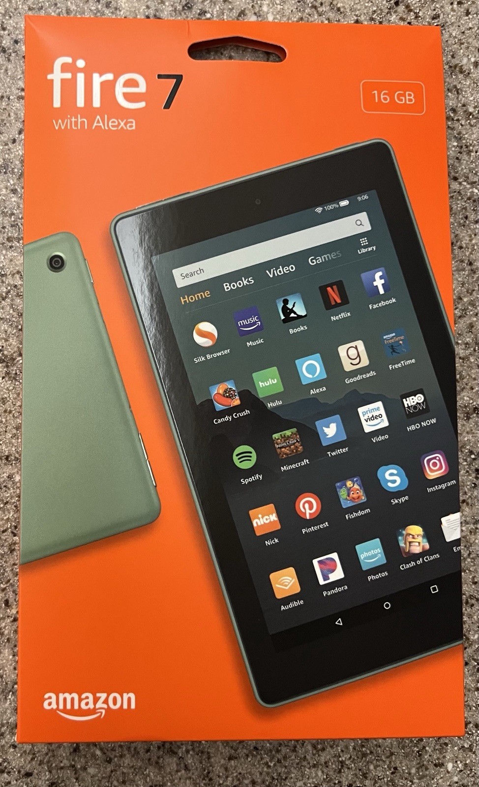 NEW 7″ Amazon Fire 7 16GB Sage Tablet w/Alexa, Wi-Fi 9th Generation & NEW Cover