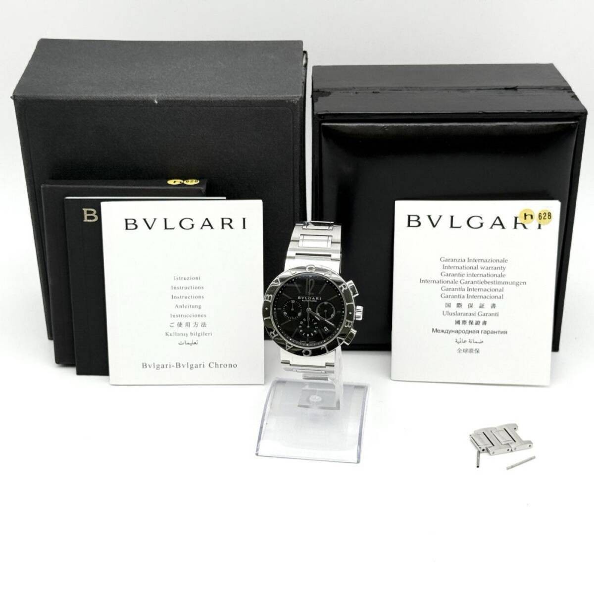 BVLGARI Watch Bvlgari Bvlgari Chronograph BB42SSCH Black AT Men’s w/Box,Warranty