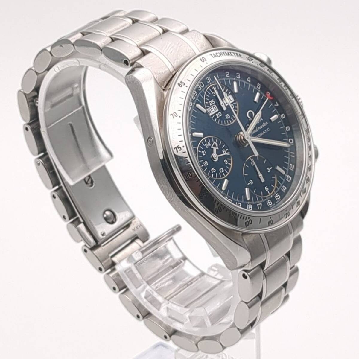 OMEGA Speedmaster Day-Date Triple Calendar Watch SS Auto Navy Dial 3523.80 Mens