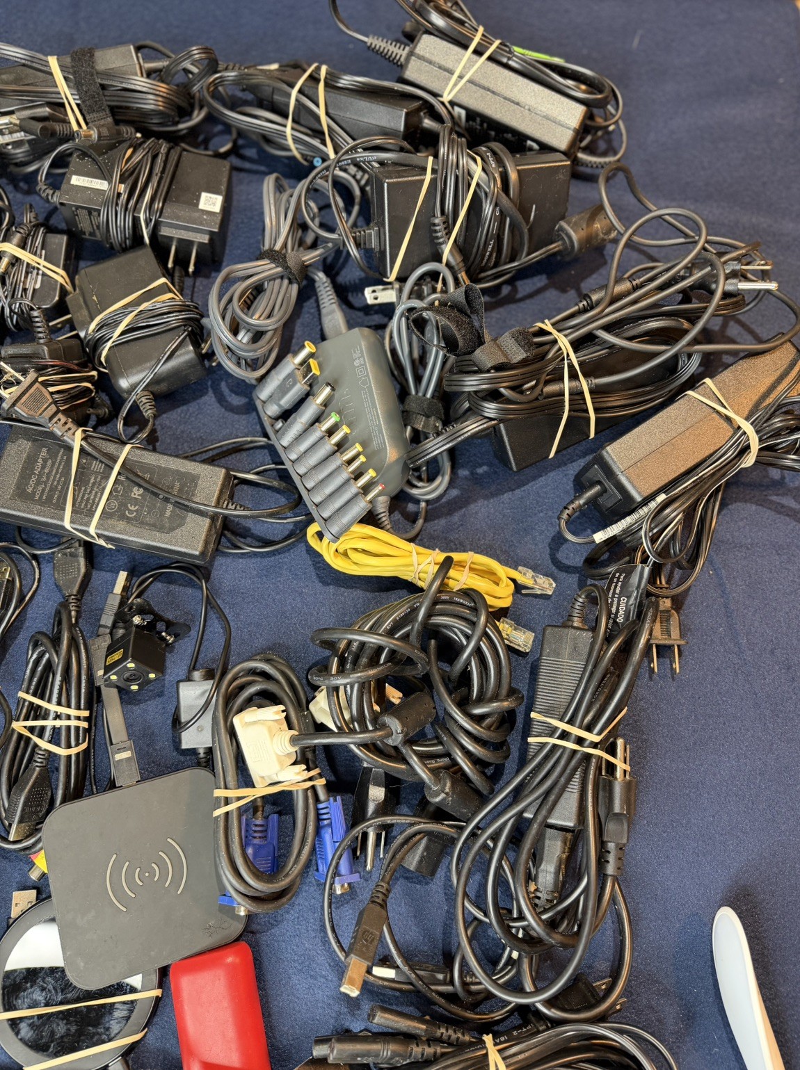 Mixed Lot of Electronics Cables, Chargers, and Power Adapters – Junk Drawer Lot