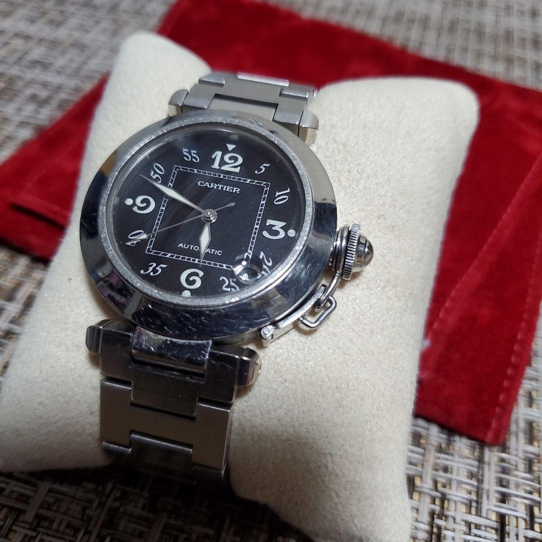 Cartier Watch Pasha C Black Dial Automatic Winding Round Face Unisex