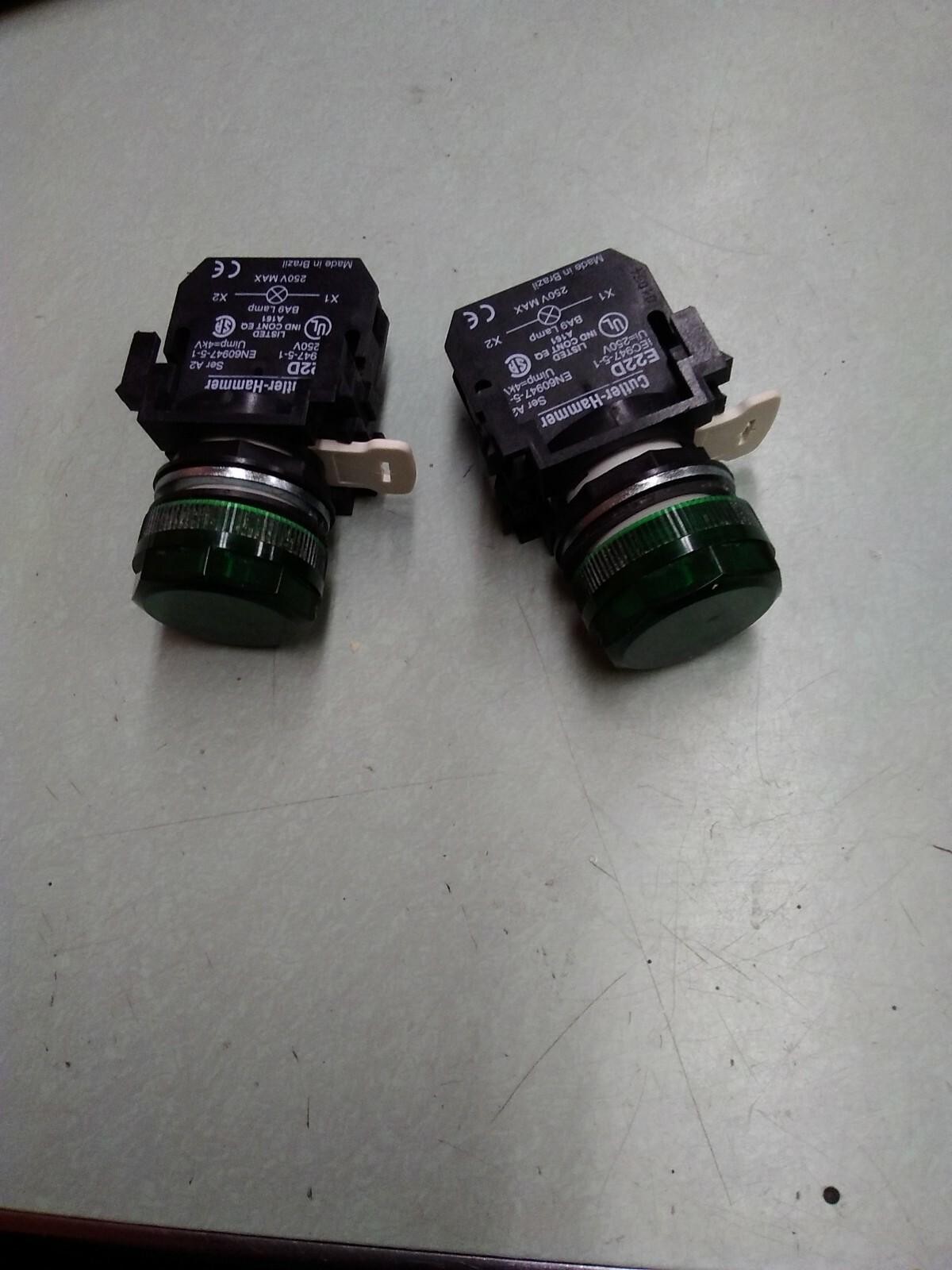 CUTLER HAMMER E22D W/ GREEN PILOT LIGHT SER A2 LOT OF 2