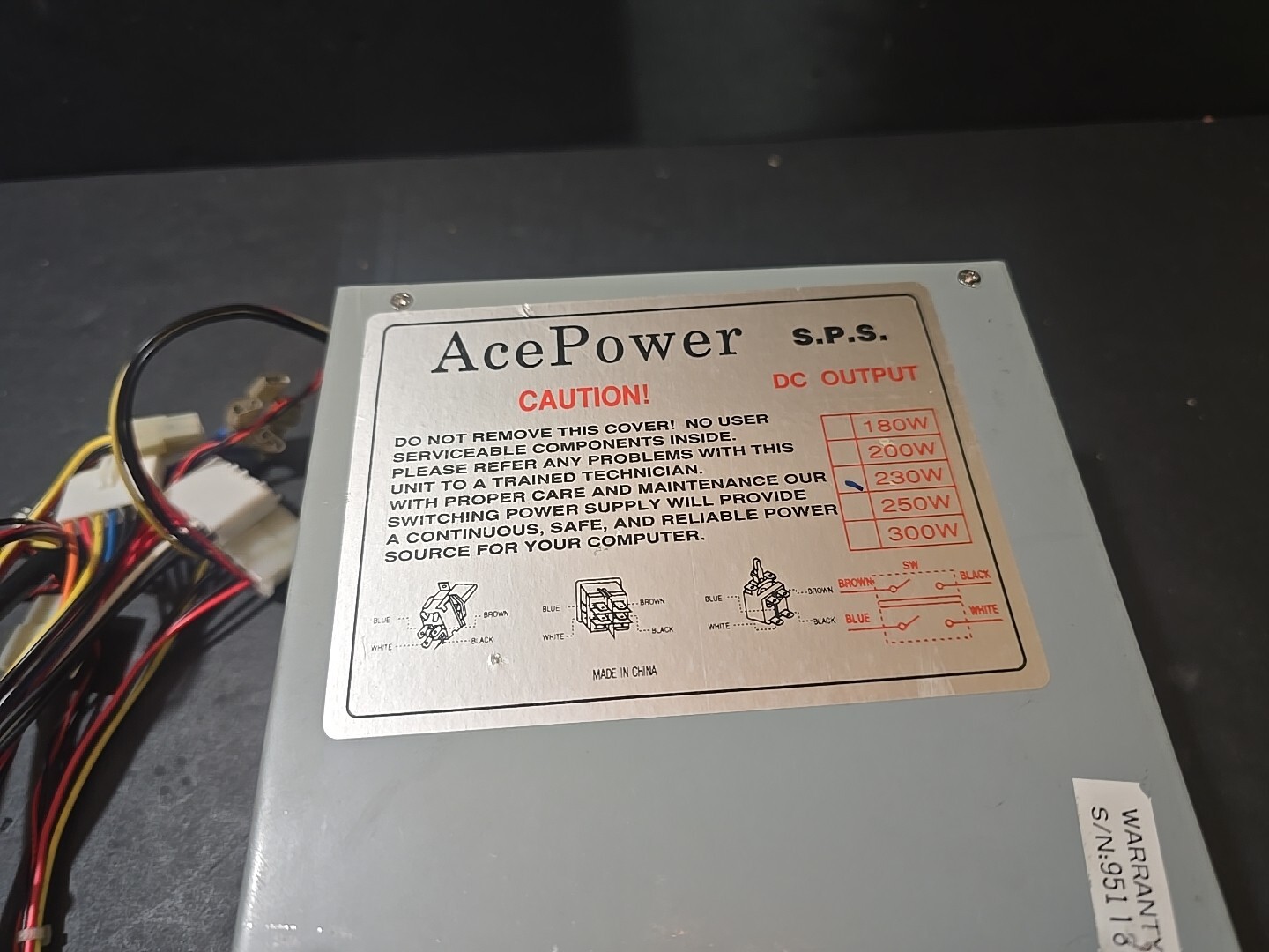 ACE POWER SPS 230W Power Supply Unit / PSU – Gray