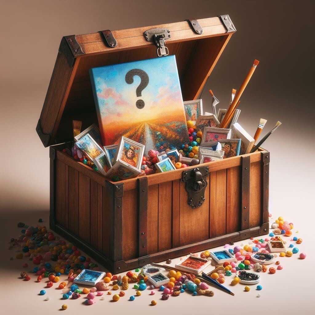 NEW MYSTERY Oil Painting￼ PRODUCT box LUCKEY BOX Signed By Artist￼￼ 2024￼