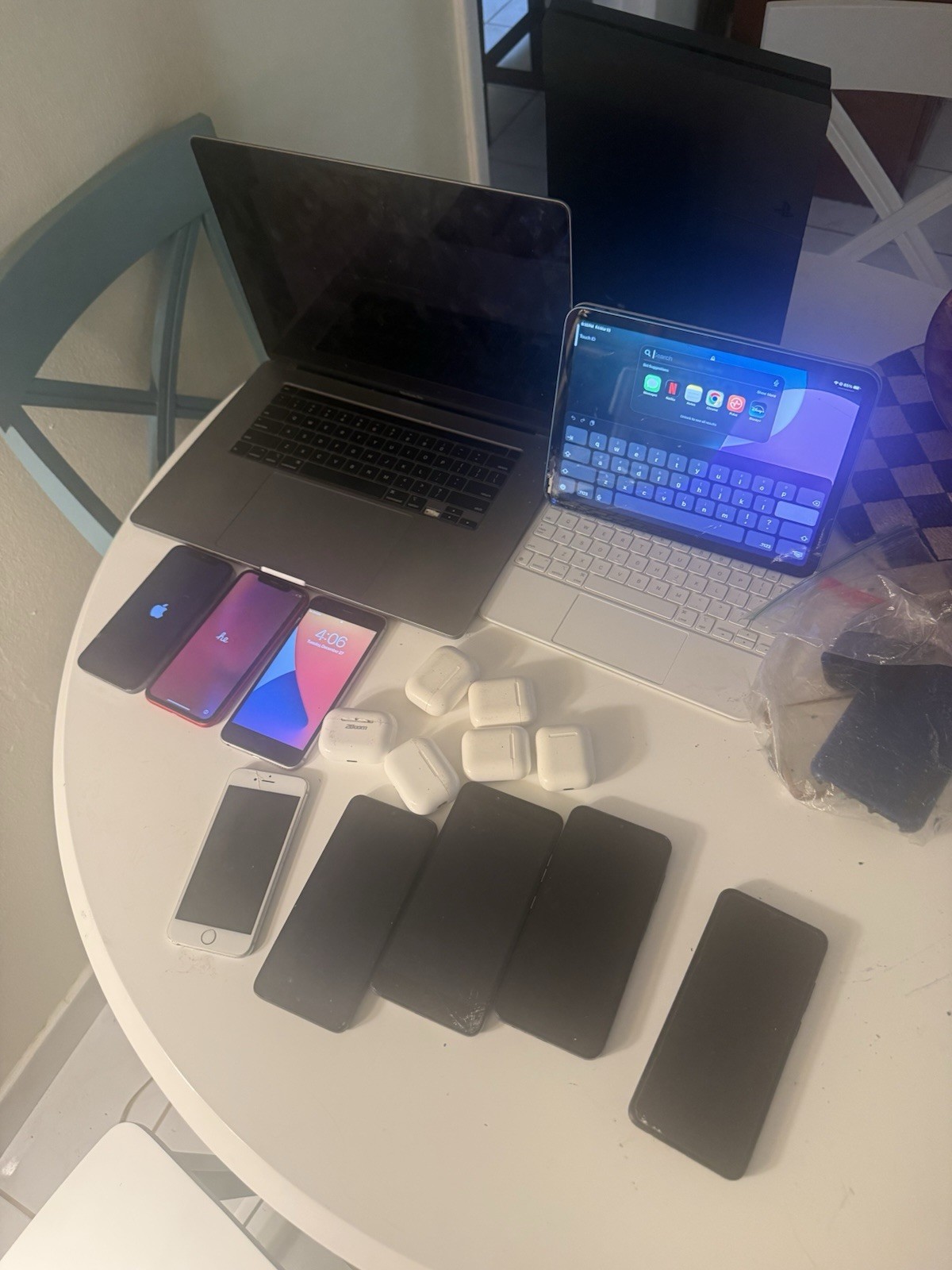 Apple Electronics Lot + PS4 + 6 AirPods + MacBook