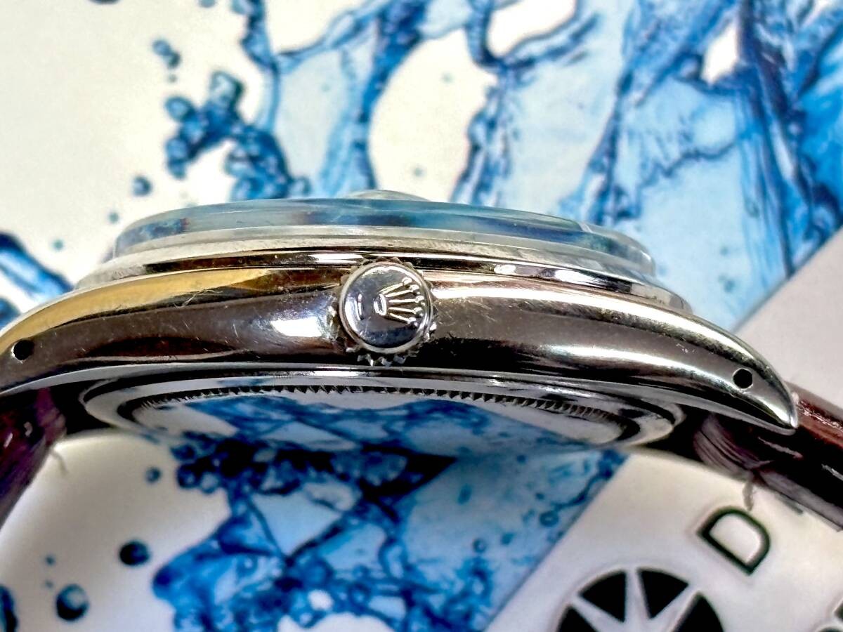 ROLEX Oysterdate Alpha Style Blued Steel Red Black Cream