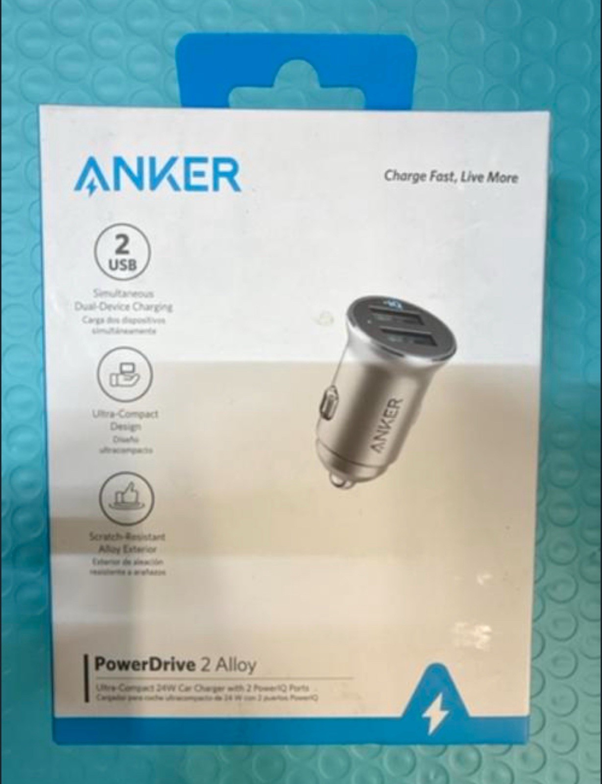 Lot Of 10 Anker 2-Port PowerDrive 24W Car Charger – Silver (9 New / 1 Open Box)