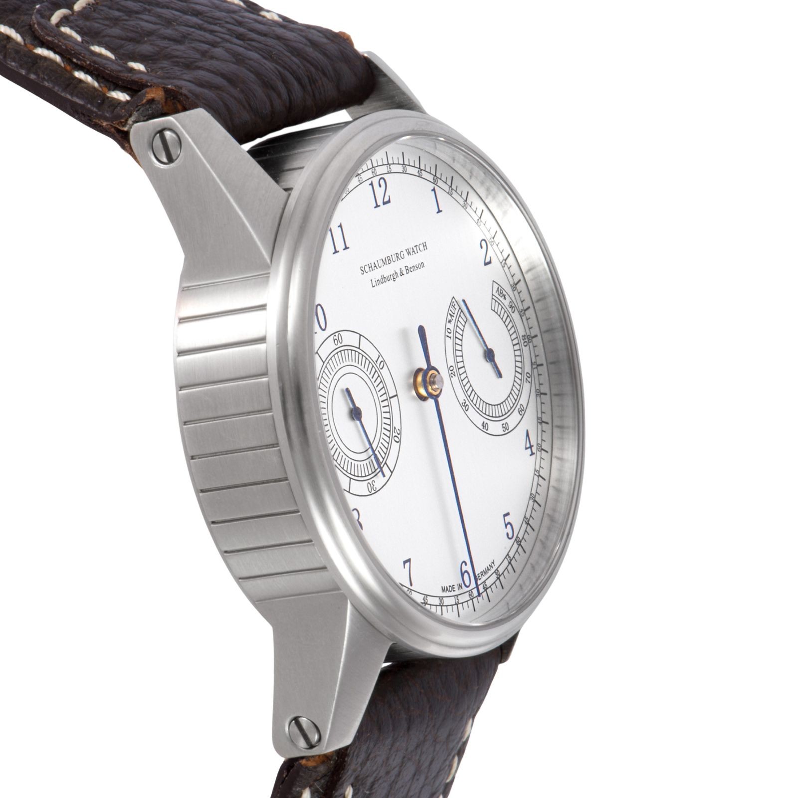 SCHAUBURG WATCH Traveler 81 Stainless Steel Silver Dial 42mm Original Strap