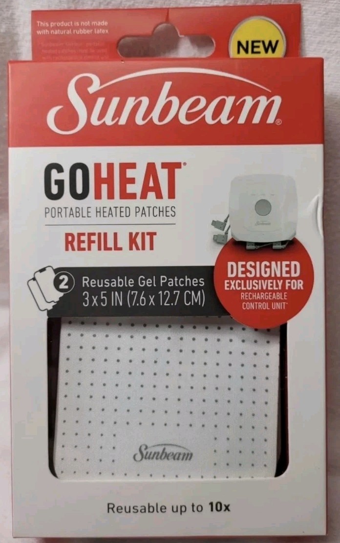 2 Sunbeam GoHeat Portable Heated Refill Kit w/ 2 Reusable Gel Patches ~Authentic