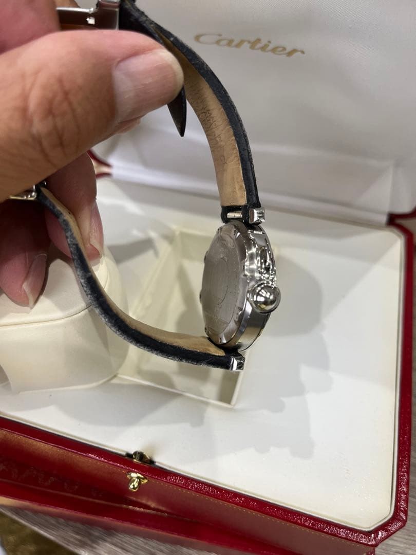 CARTIER Watch Pasha 2324 Leather Stainless Steel Case Diameter 36mm Automatic
