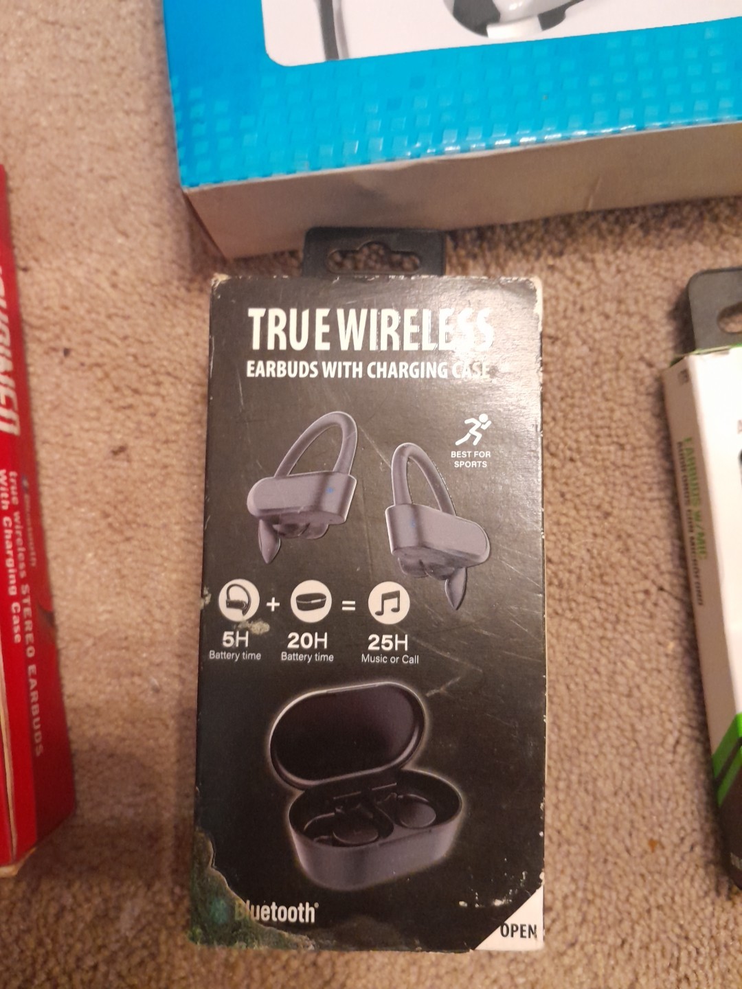 Mystery Box…NOT. Bluetooth Headphones, Earbuds, Etc.Everthing In Picture .New