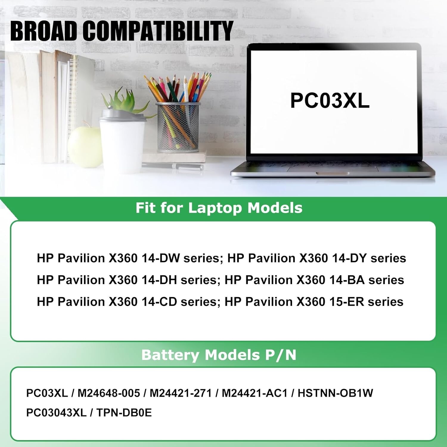 PC03XL Laptop Battery for HP Pavilion x360 14 Convertible PC 14-DW 14-DY 14-DH 1