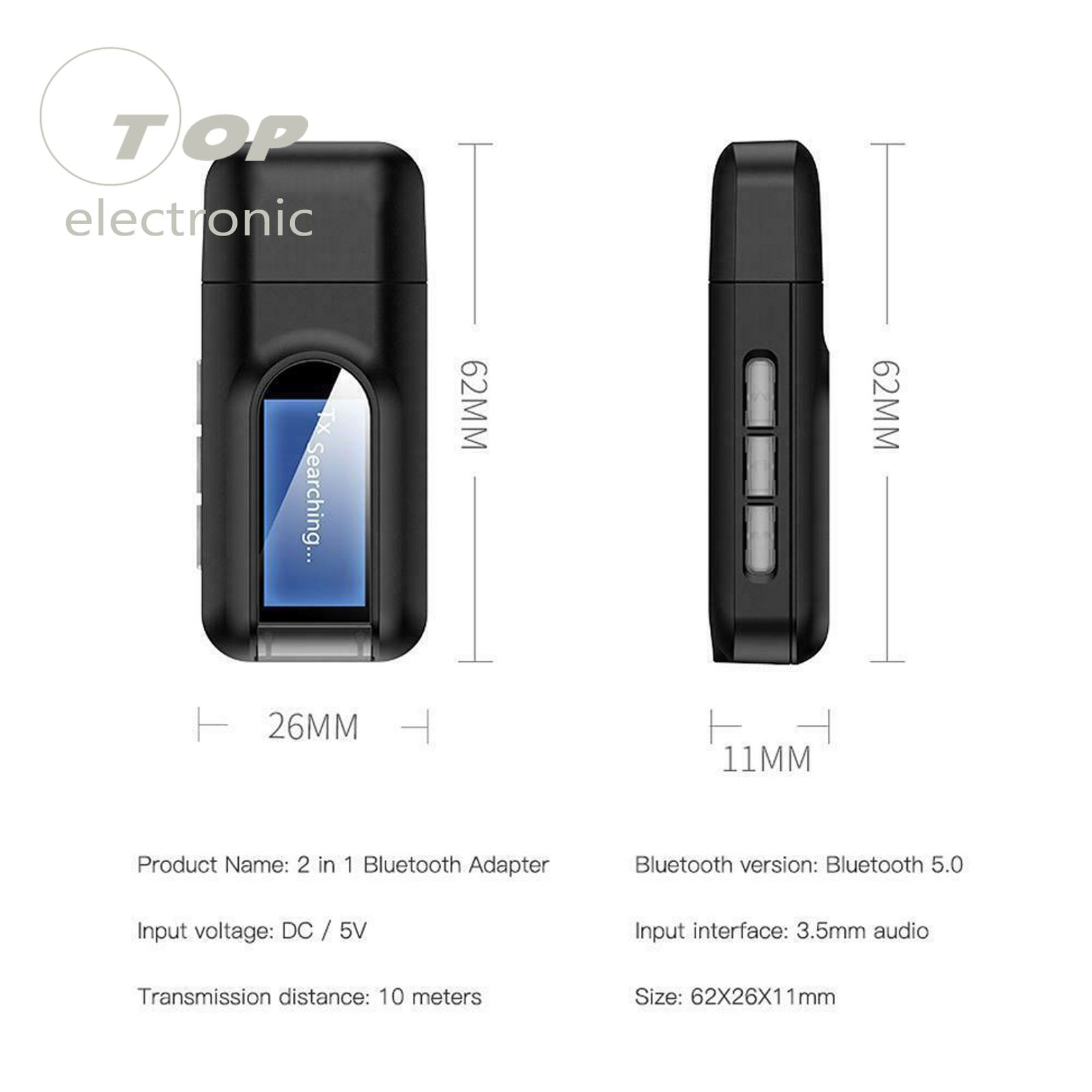 USB Bluetooth 5.0 Audio Adapter Transmitter Receiver for TV/PC Car AUX Speaker