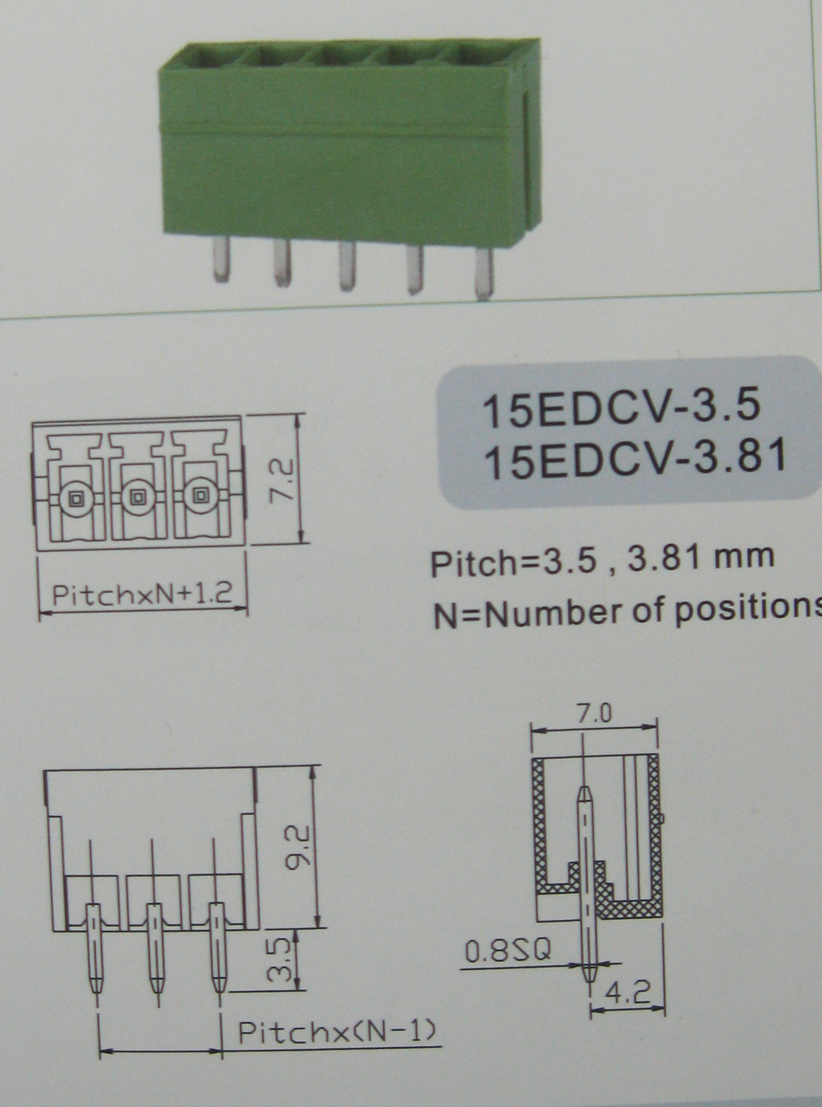 6 pcs Straight 12 pin 3.5mm Screw Terminal Block Connector Pluggable Type Green