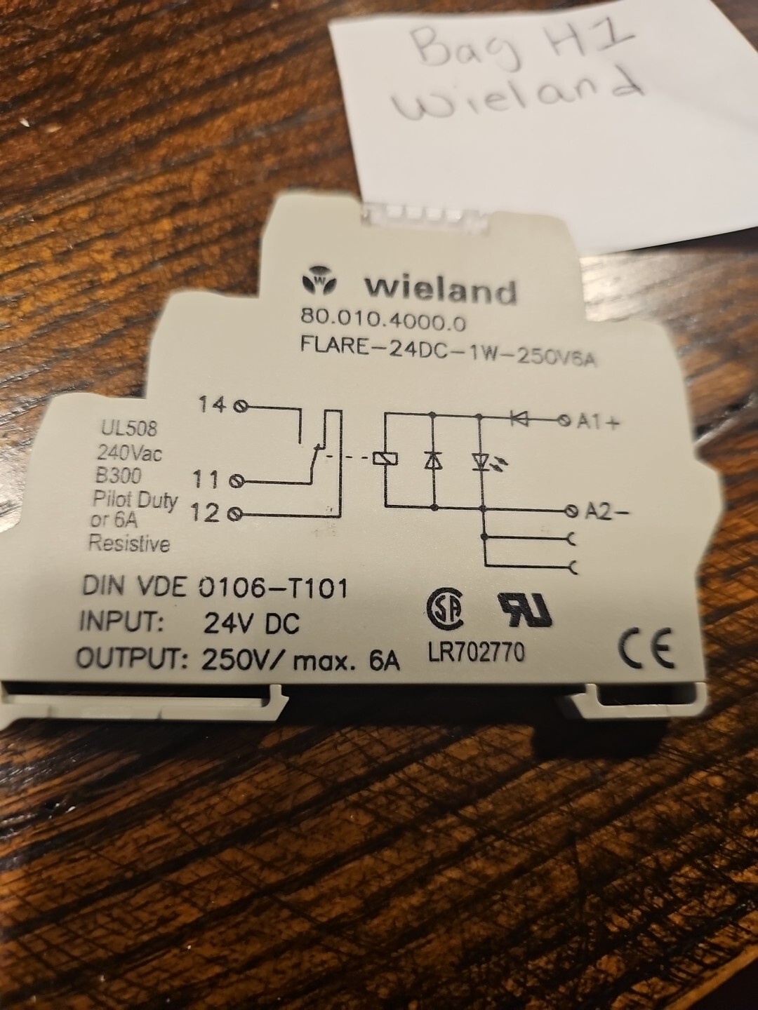 WIELAND ELECTRIC 80.010.4000.0 FLARE-24DC-1W-250V6A DIN Rail Mount 6A Relay