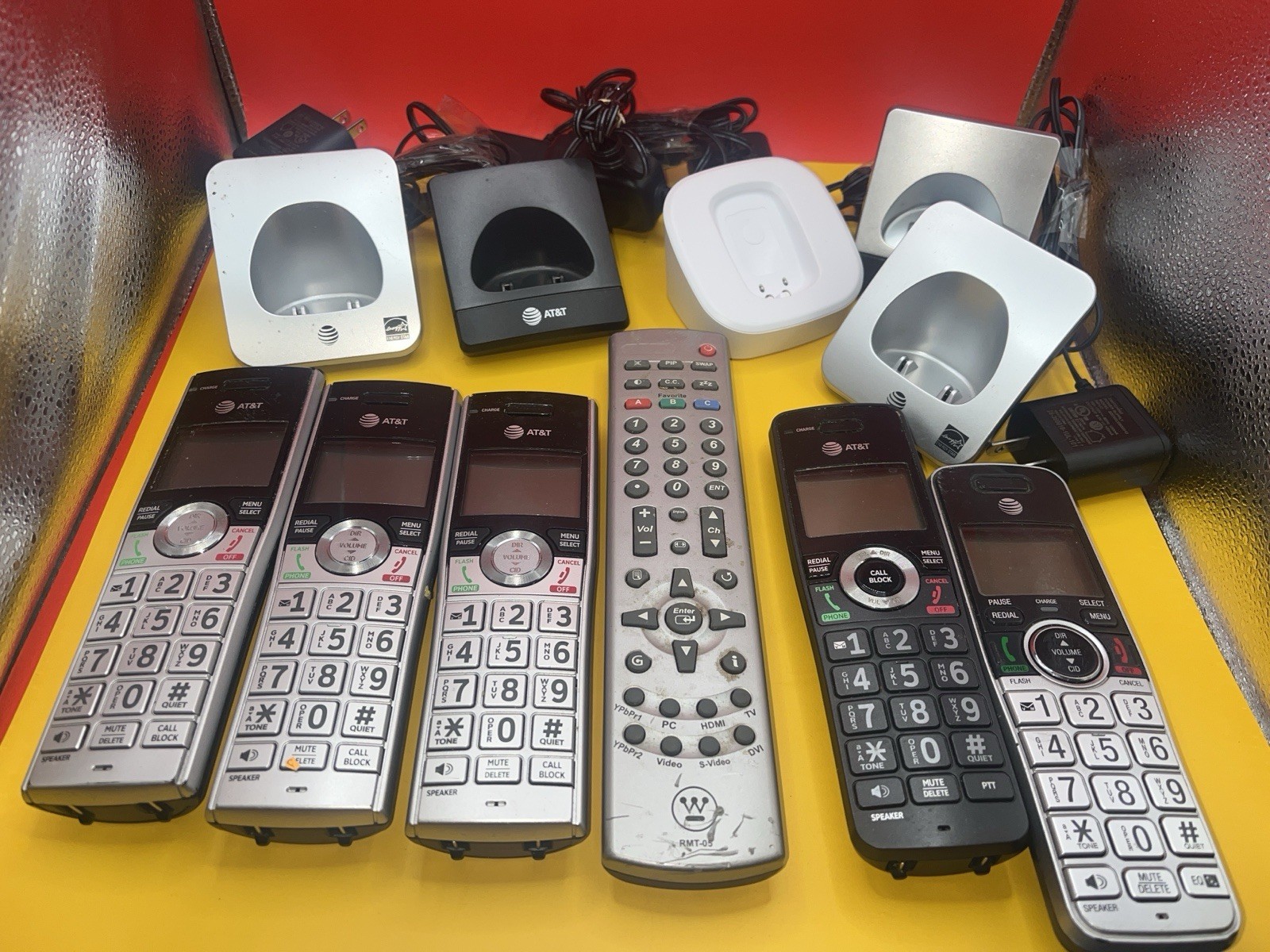 Mixed Electronics Lot Phones Remotes CD Player WiFi Extender AS-IS Untested
