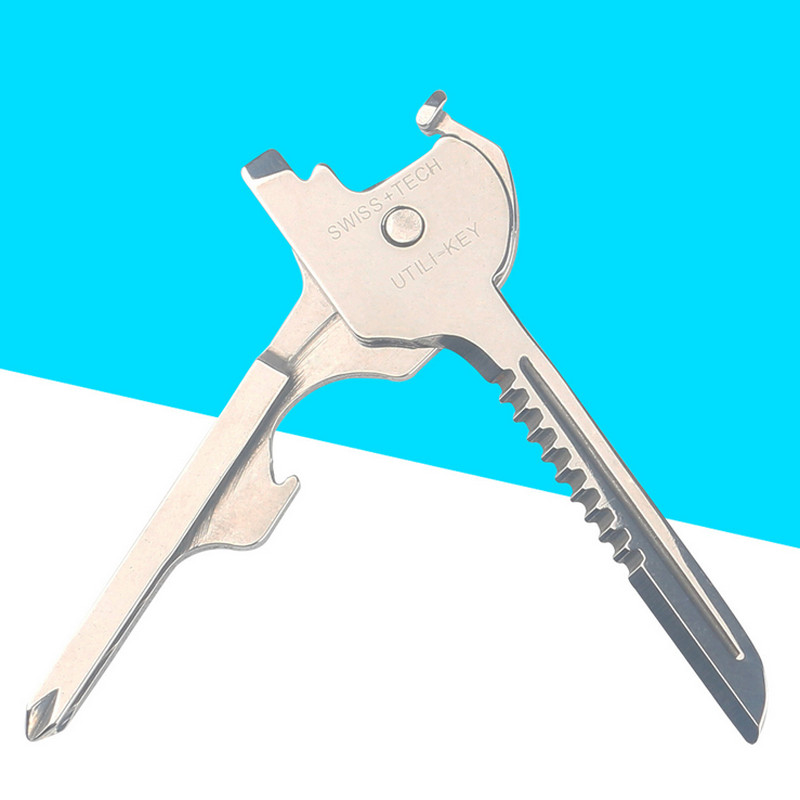 6-in-1 Utili Key Tool Keyring Keychain Gadgets Multifunction Stainless Steel