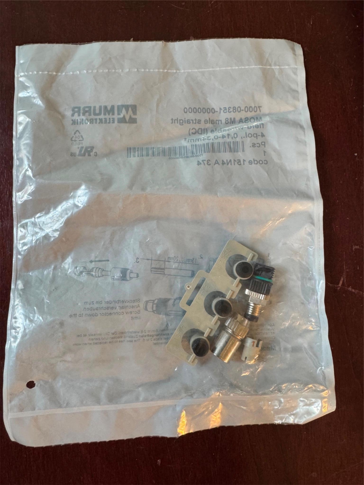 MURR ELEKTRONIK 7000-08351-0000000 Connector, M8, male, field-wireable