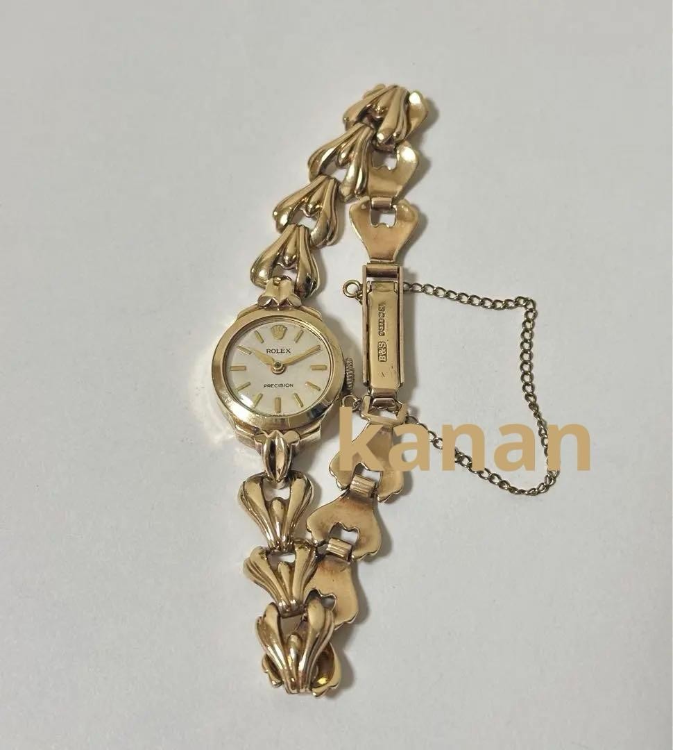 Rolex Watch Precision Solid Gold K9 White Dial Manual Winding Women’s Auth Rare