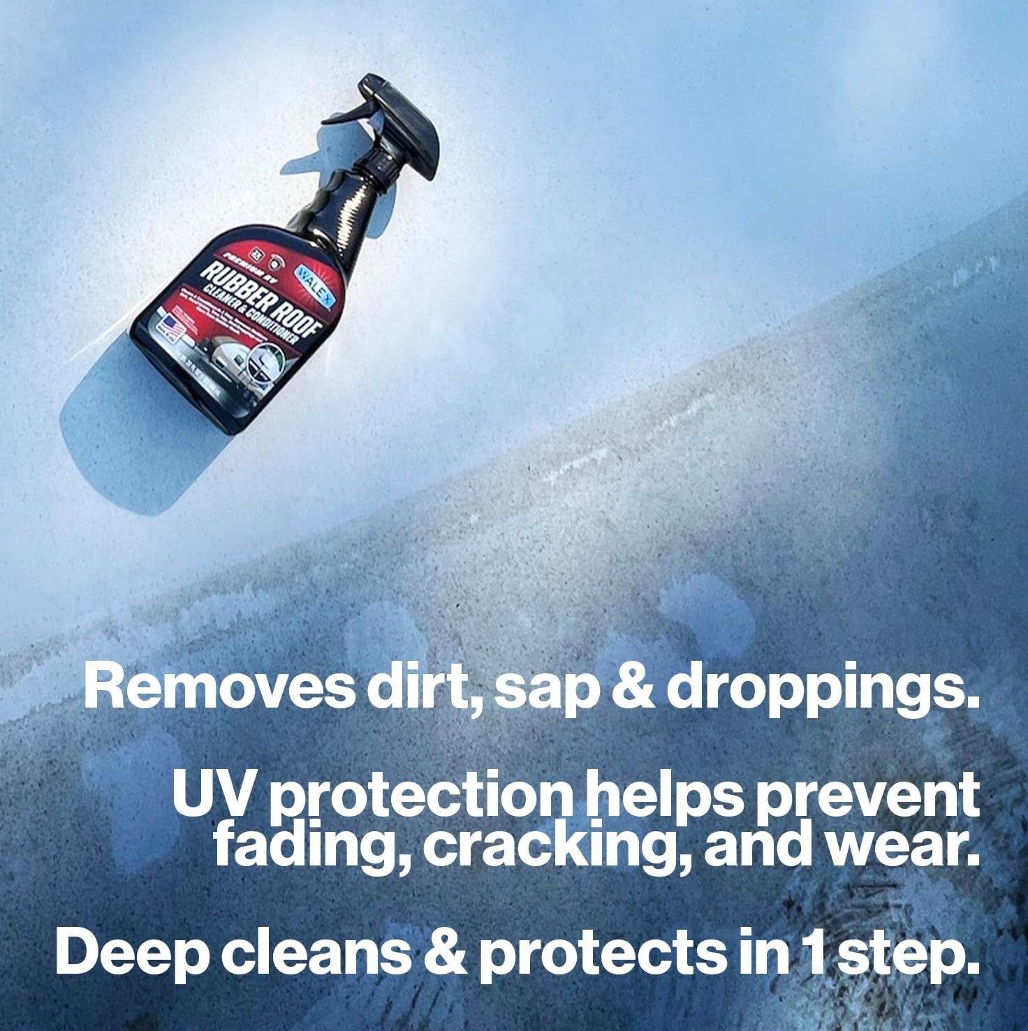 Walex RV Rubber Roof Cleaner/Conditioner – Removes Dirt, Road Grime, Tree Sap, B