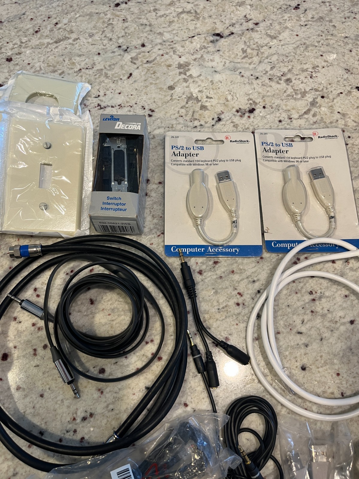 LOT OF MISC ELECTRONICS & CABLES – CHARGERS, ADAPTERS, REMOTES & MORE