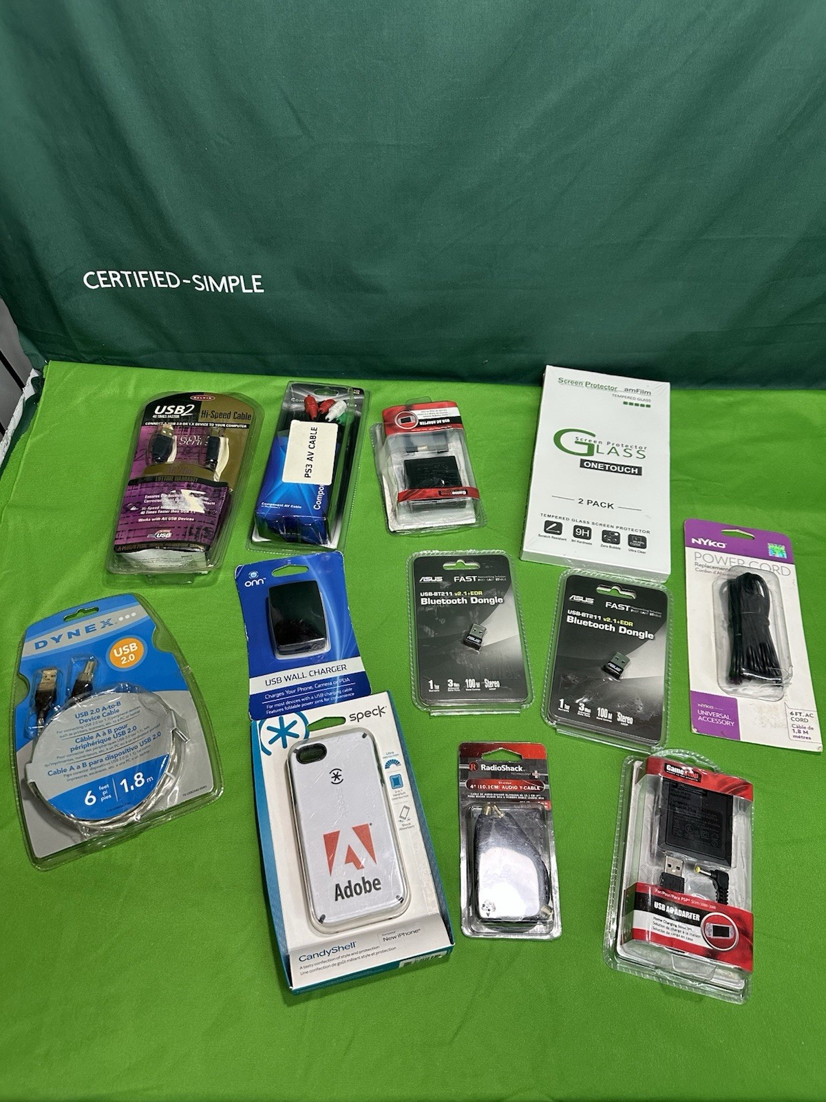 Lot of 12 New Old Stock Electronics Accessories Cables Chargers ASUS Bluetooth.