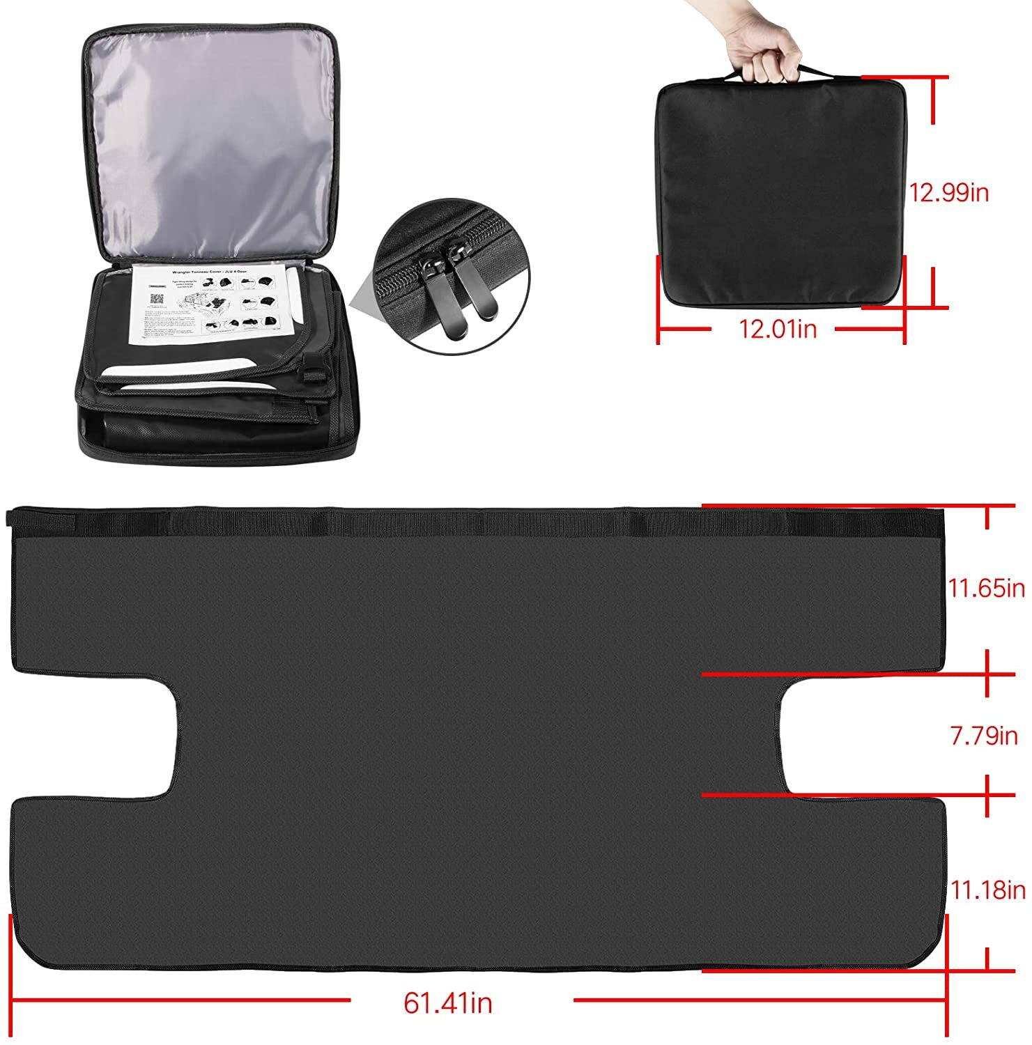 Tonneau Cover Rear Trunk Cover Cargo Soft Cover for Jeep Wrangler JLU 4Door 18+