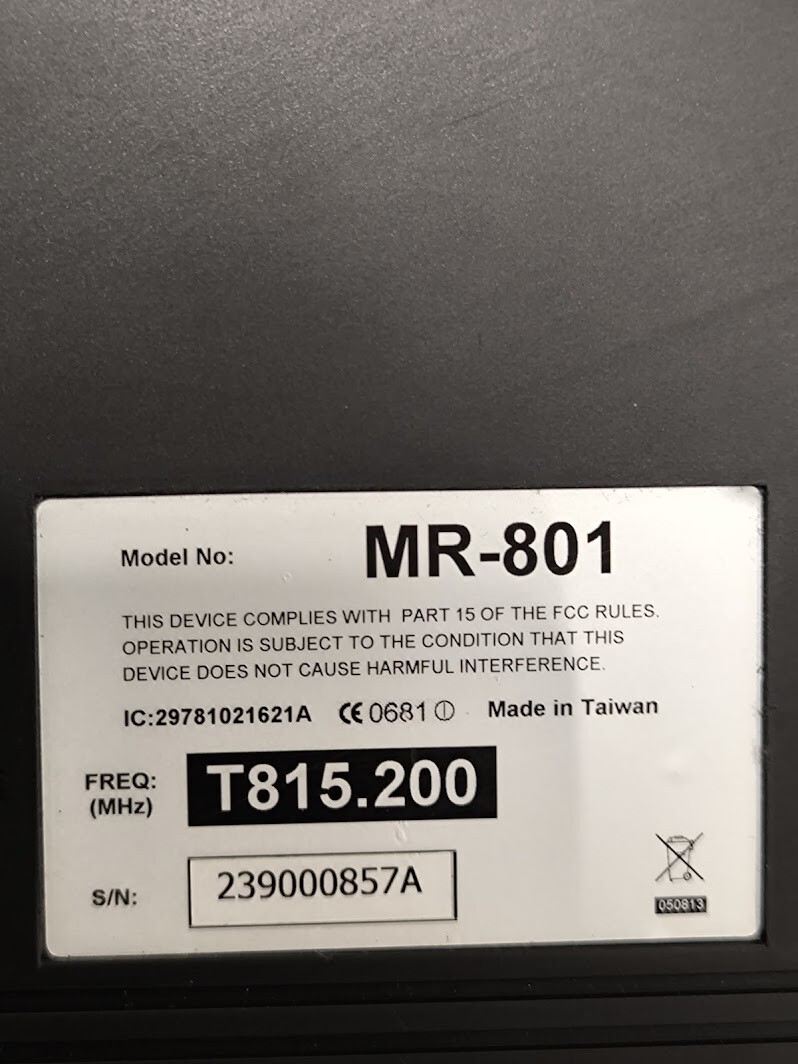 UHF MR-801 True Diversity Wireless Receiver – Used, Working