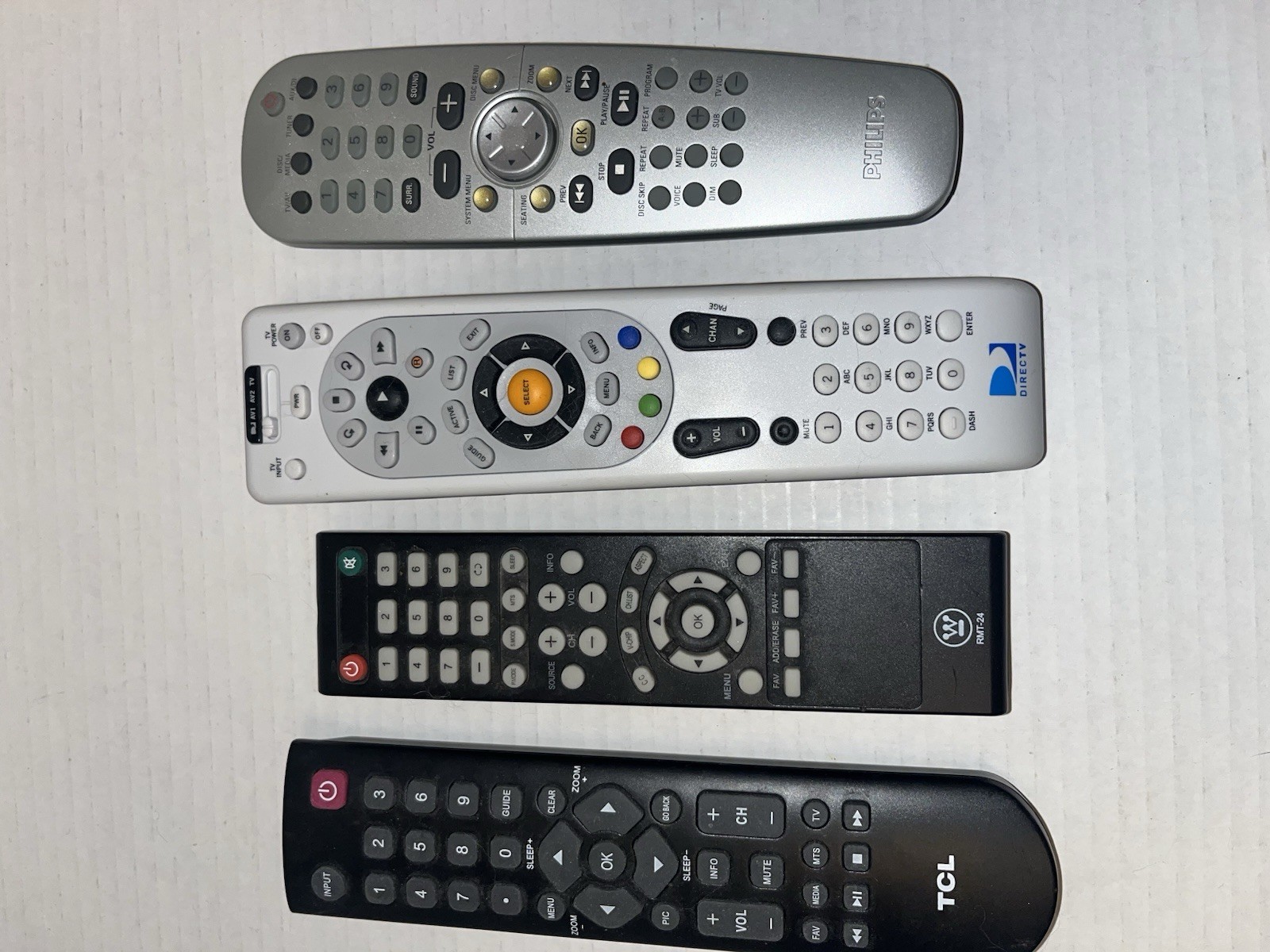 Junk Drawer Lot – 4 Remote Controls All Tested And Working Philips Direct Tv TCL