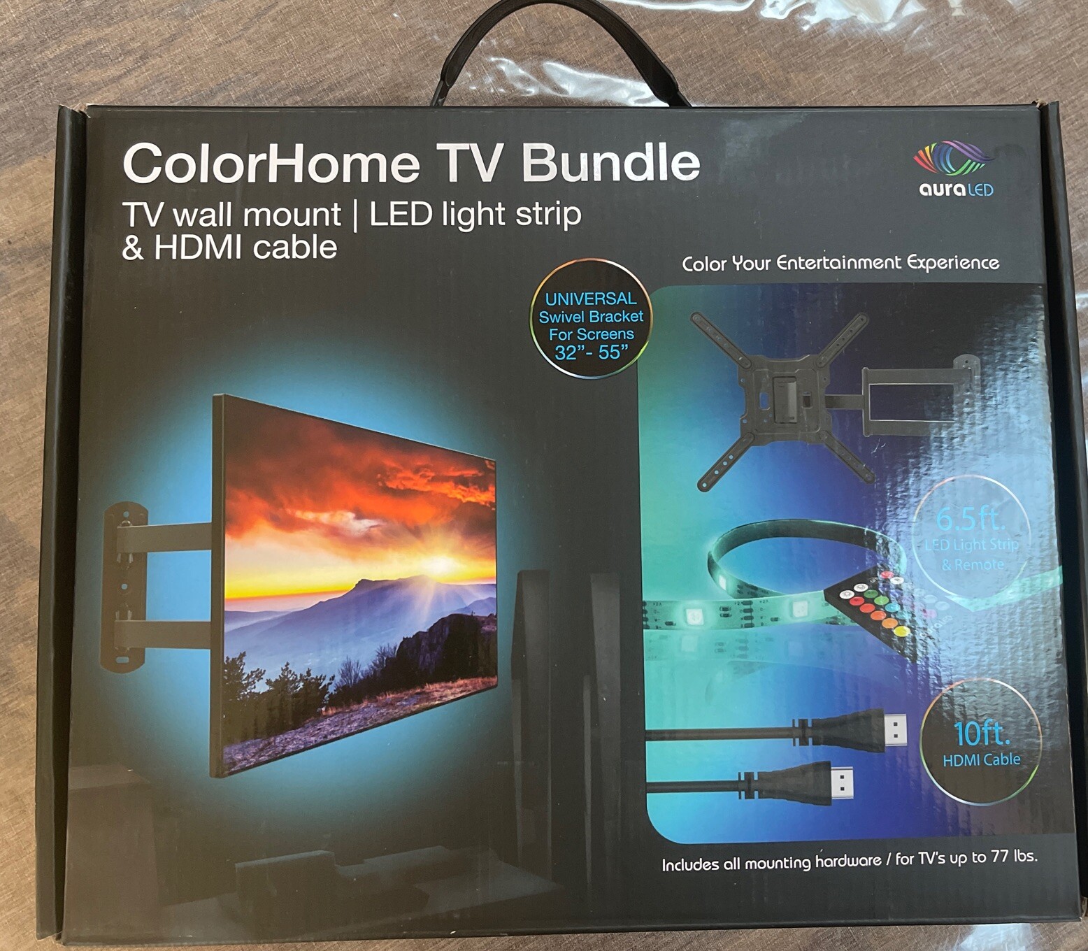 Tzumi Aura LED Color Home TV Mount LED Light Strip HDMI Cable 8307HD