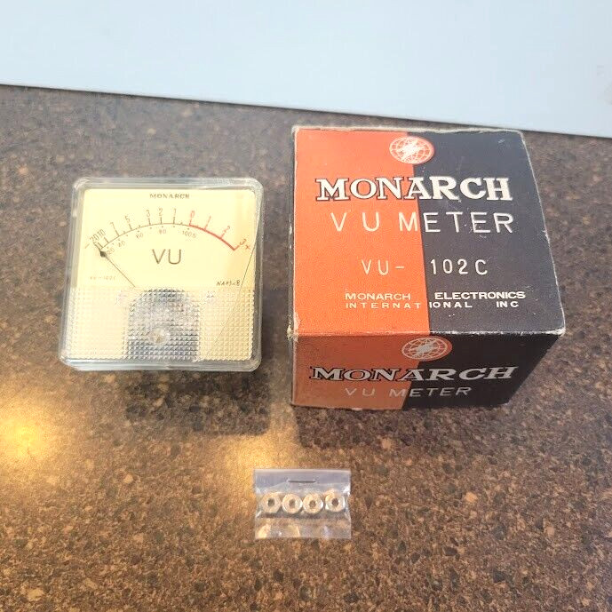 Vintage Monarch VU Meter VU-102C, Small Crack with Hardware