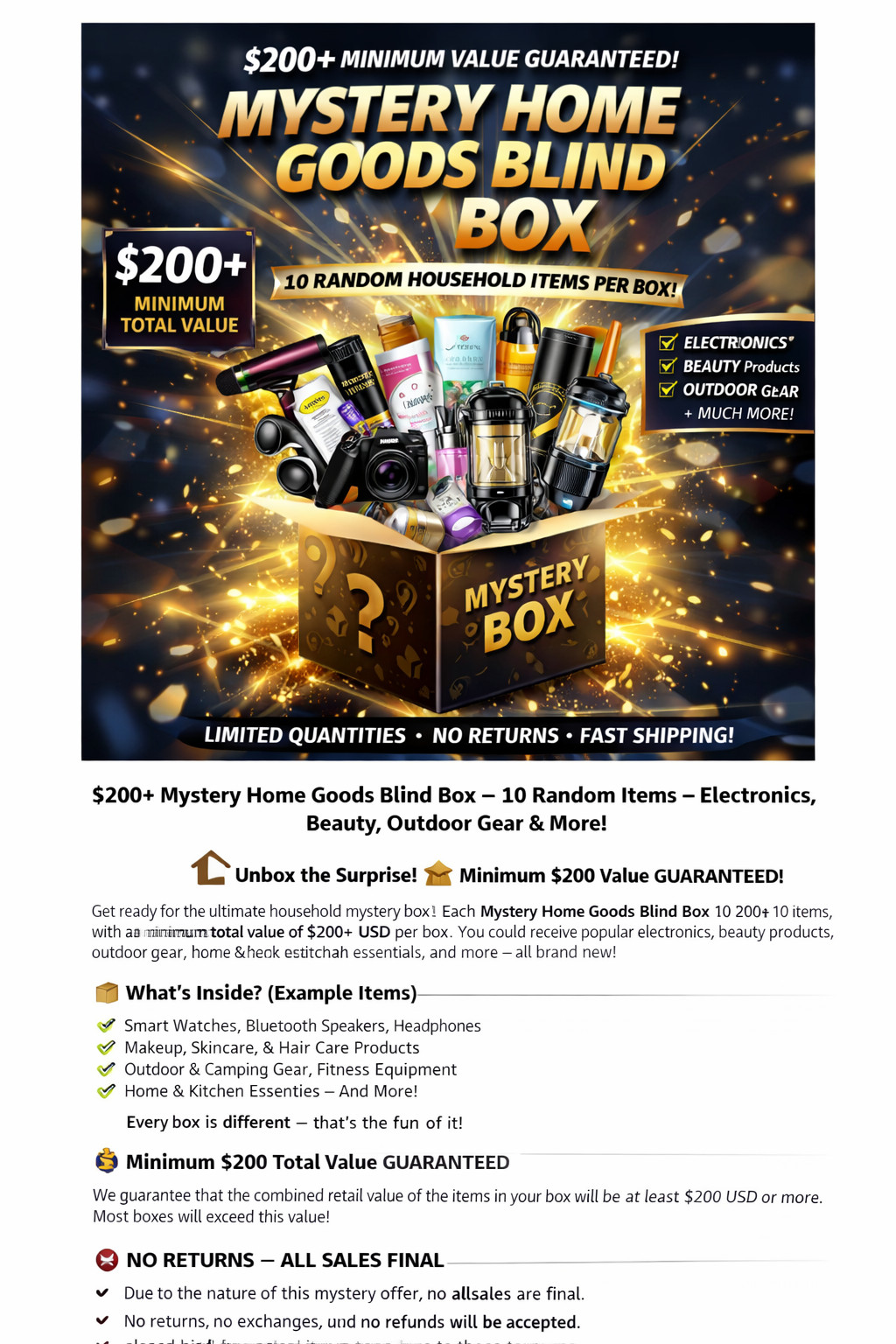 Ultimate Home Goods Mystery Box – 10+ Items – Electronics, Beauty, Outdoor & Mor