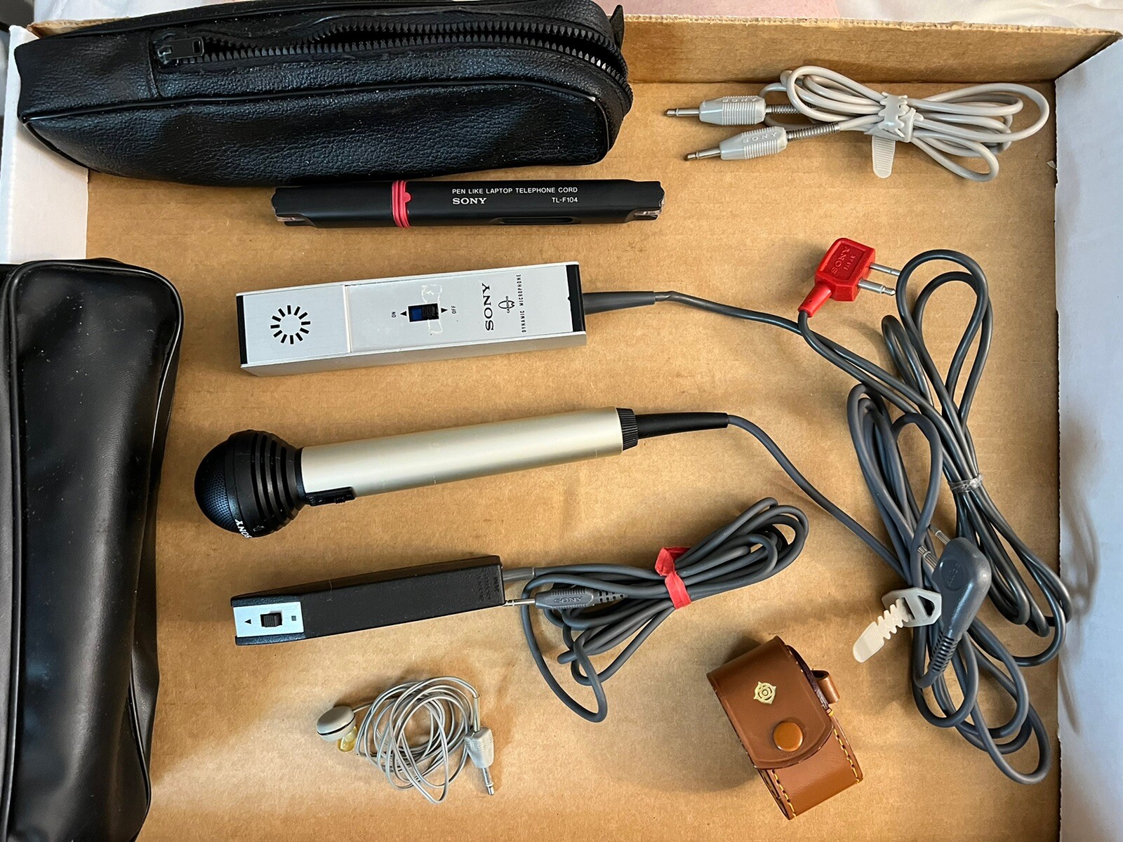 Vintage Lot of Sony Misc.- Remote, Earbud & Microphones – Used, Not Tested