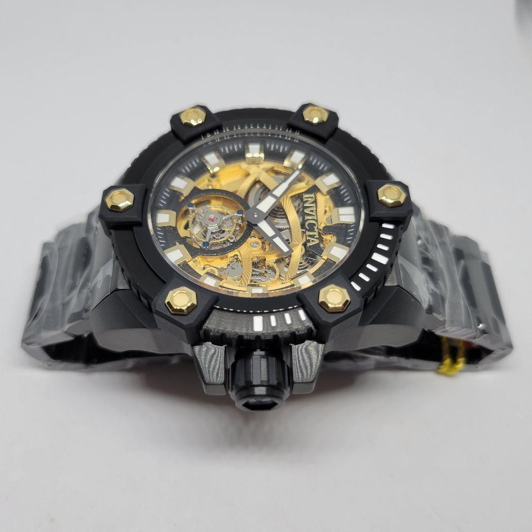 Invicta Reserve Grand Octane Tourbillon 56mm Automatic Watch Gold Dial Black Box
