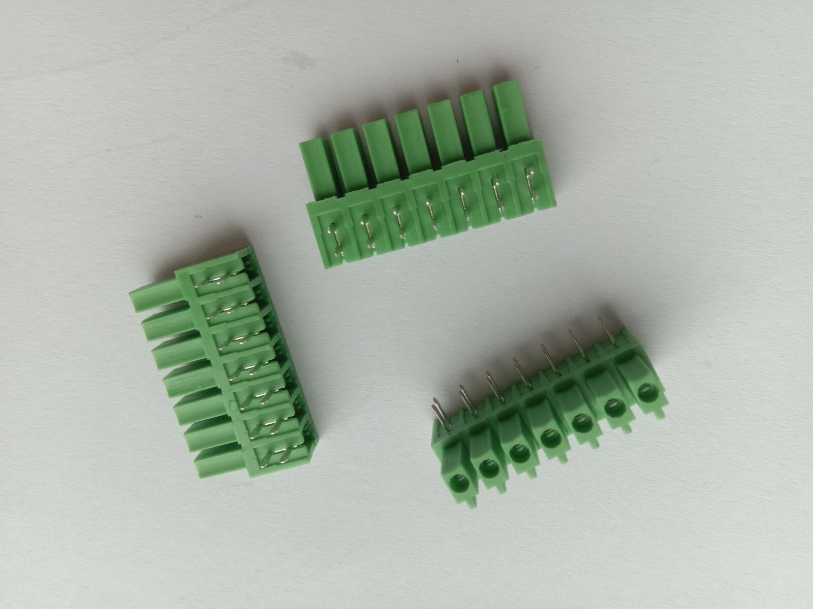 5 pcs Angle 90° 7 pin 3.81mm Terminal Block Connector PCB Type Green