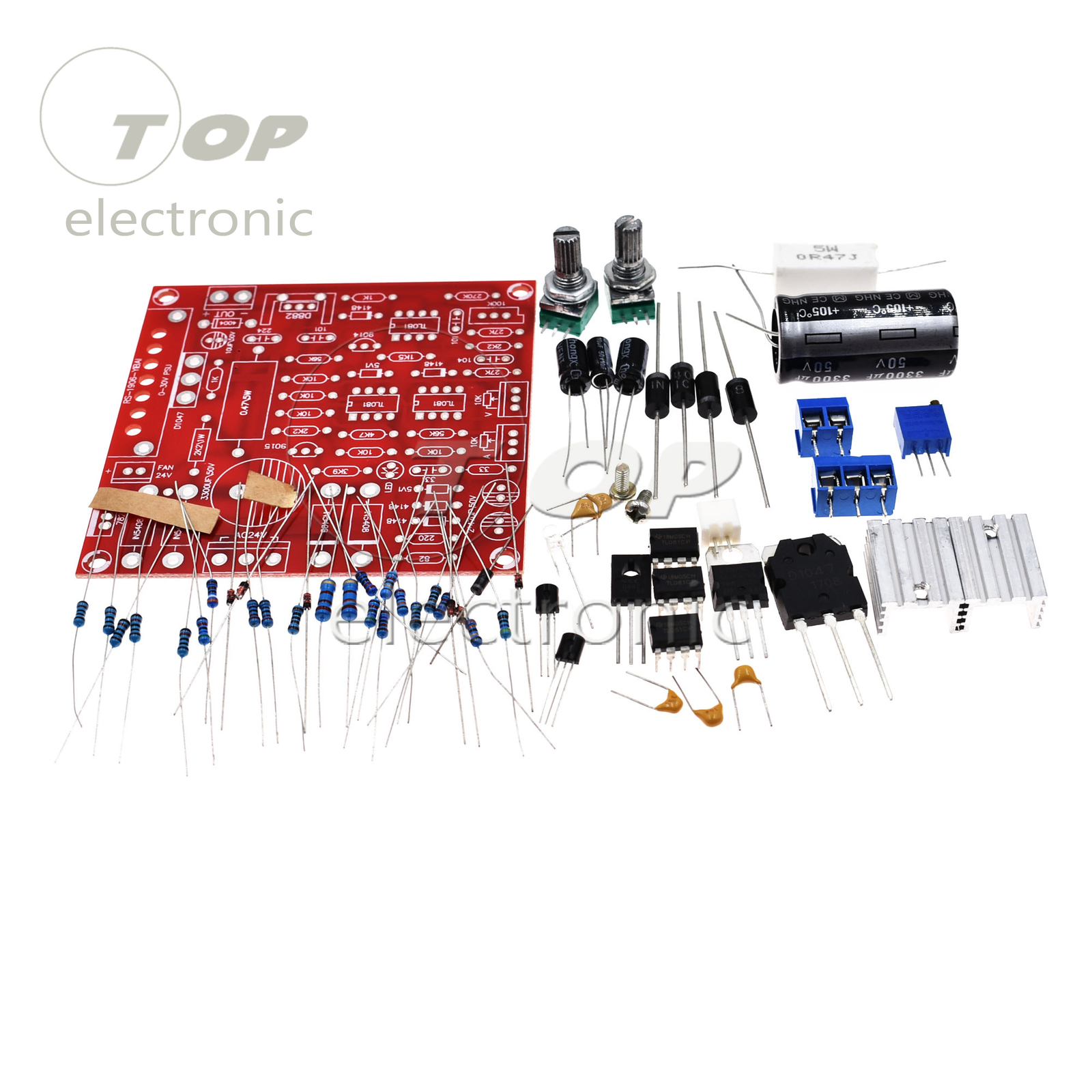 Red 0-30V 2mA-3A Continuously Adjustable DC Regulated Power Supply DIY Kit PCB