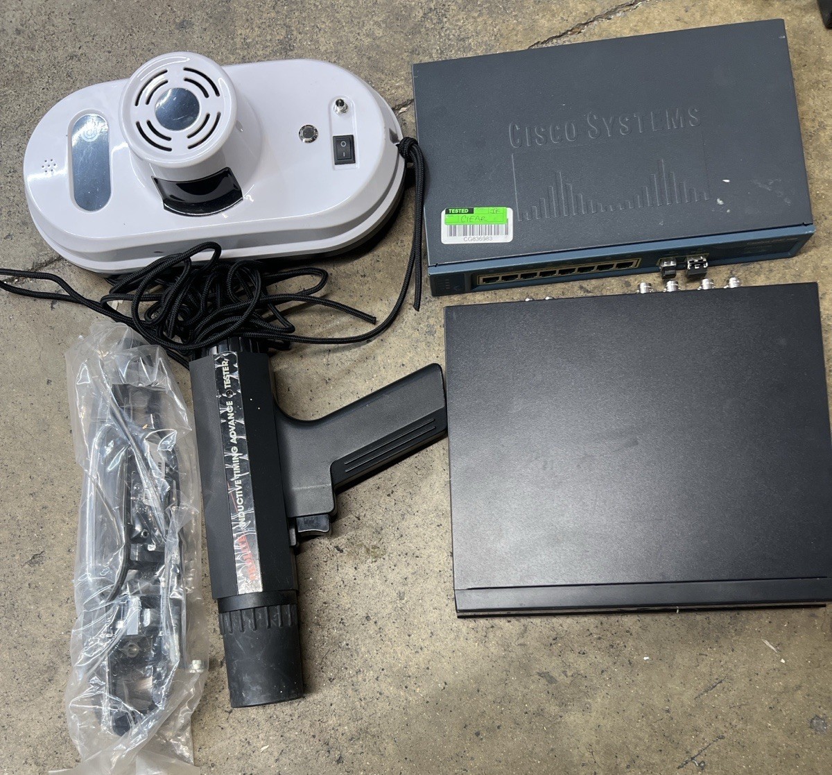 Mixed Electronics Lot Cisco Switch DVR Window Robot Timing Light Car Handle