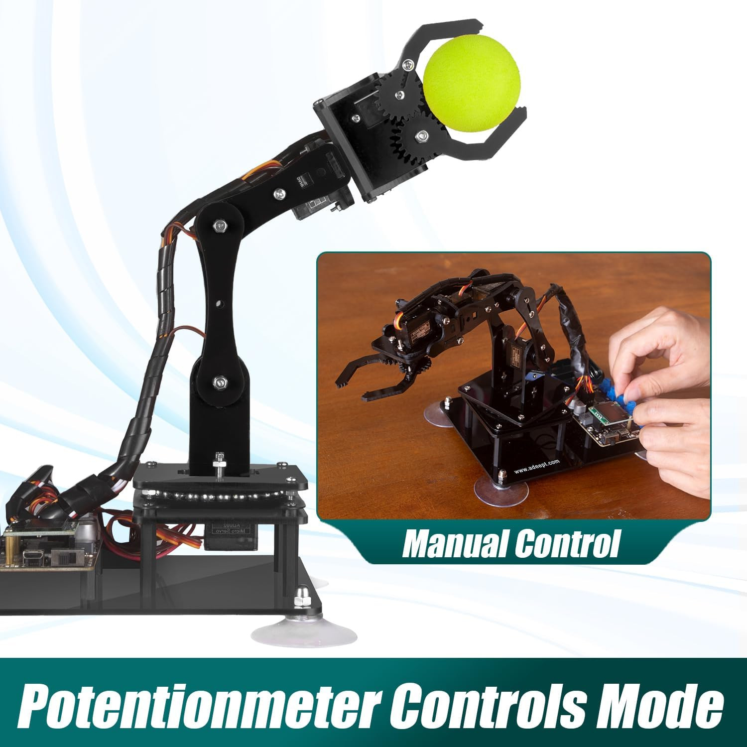 5DOF Robotic Arm Kit Compatible with Arduino IDE, Programmable DIY Coding STEM E