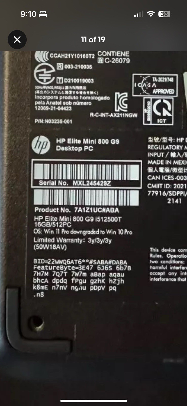 HP Elite Mini 800 G9 SFF PC | 96GB RAM | 2.5GBE | NO SSD | Intel i5 12500T