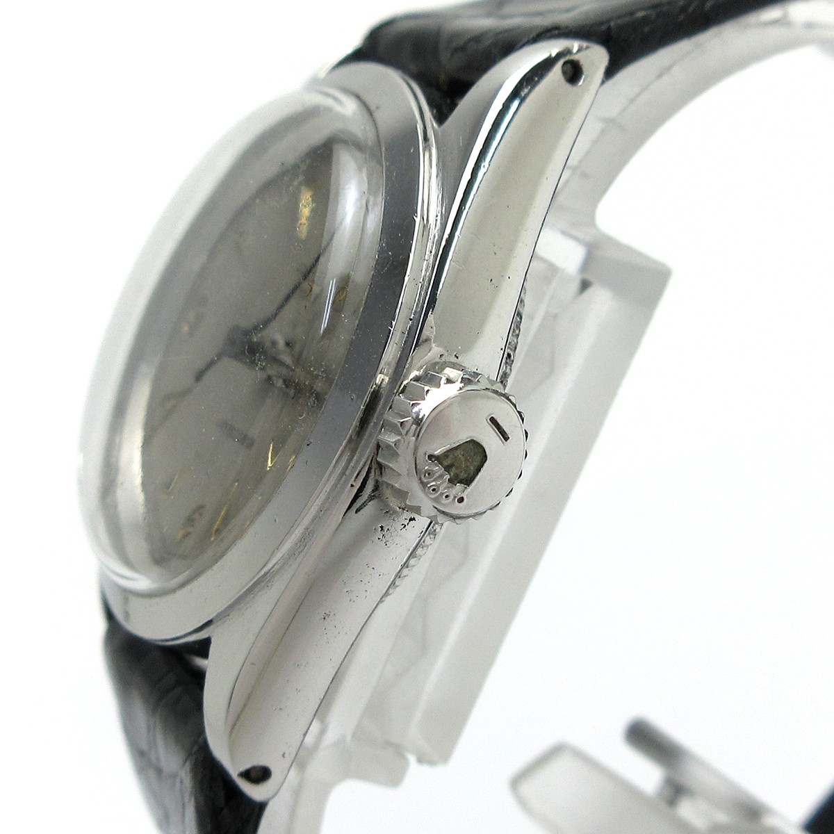 Rolex Watch Oyster Precision Gray Dial 6020 Leather Manual Winding Working Men’s