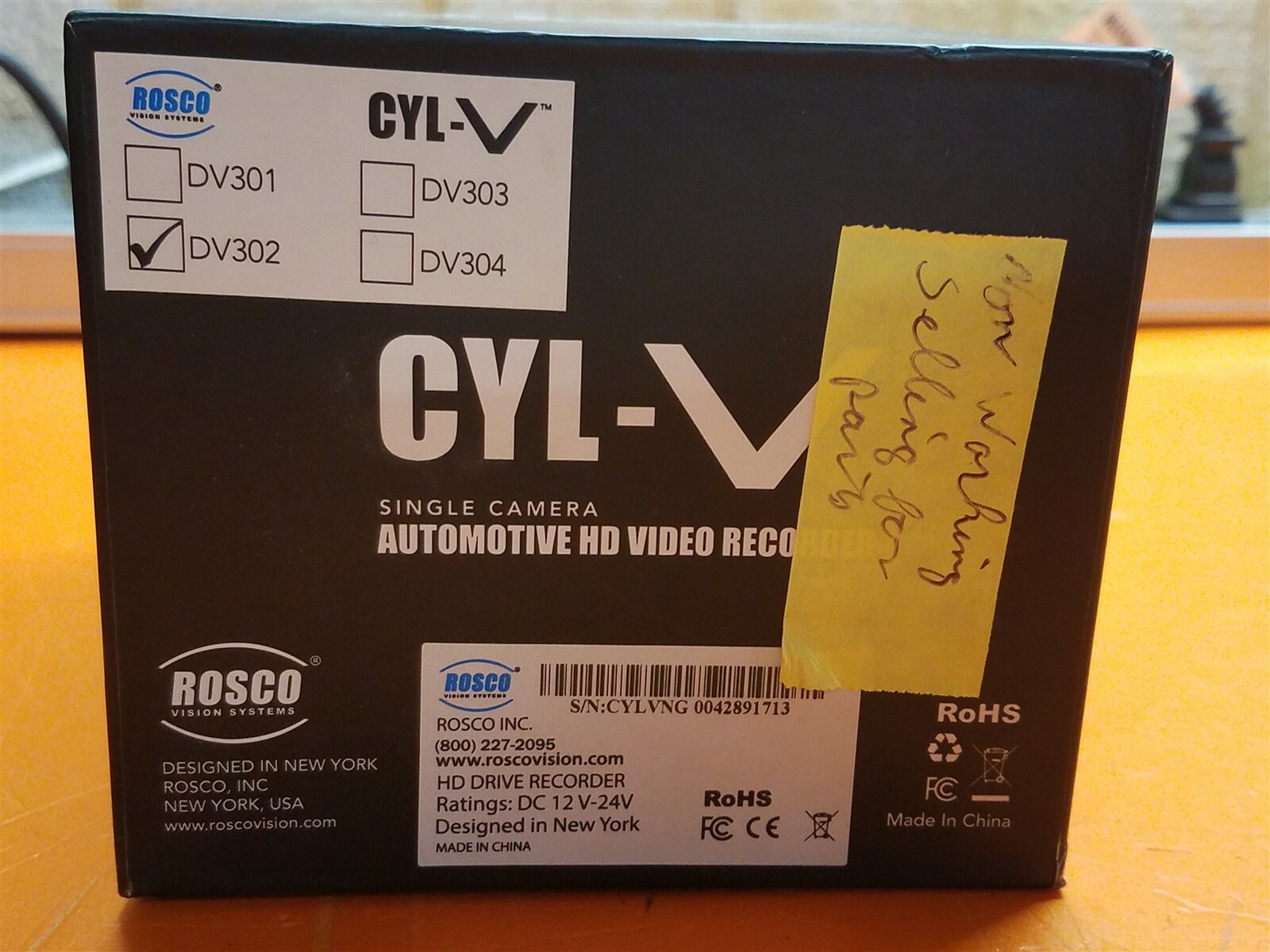 ⭐️⭐️⭐️⭐️⭐️ **FOR PARTS** Rosco Vison CYL-V DV302 Automotive HD Video Recorder
