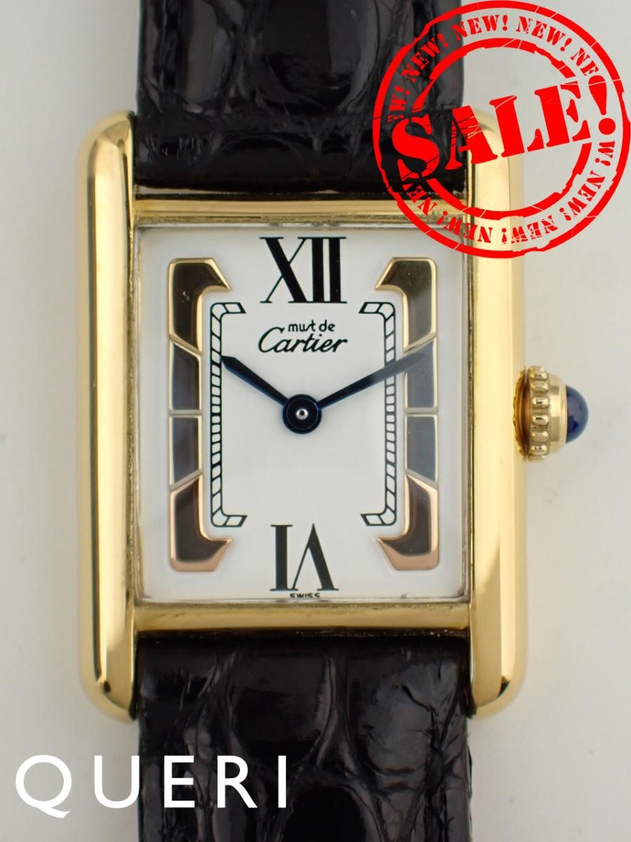 Cartier Must Tank SM W1006354 White Square Dial Box Quartz Watch Accessary Auth