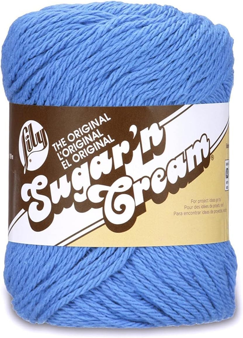 Lily Sugar’N Cream Blueberry Yarn – 6 Pack of 71g/2.5oz – Cotton – 4 Medium (Wor
