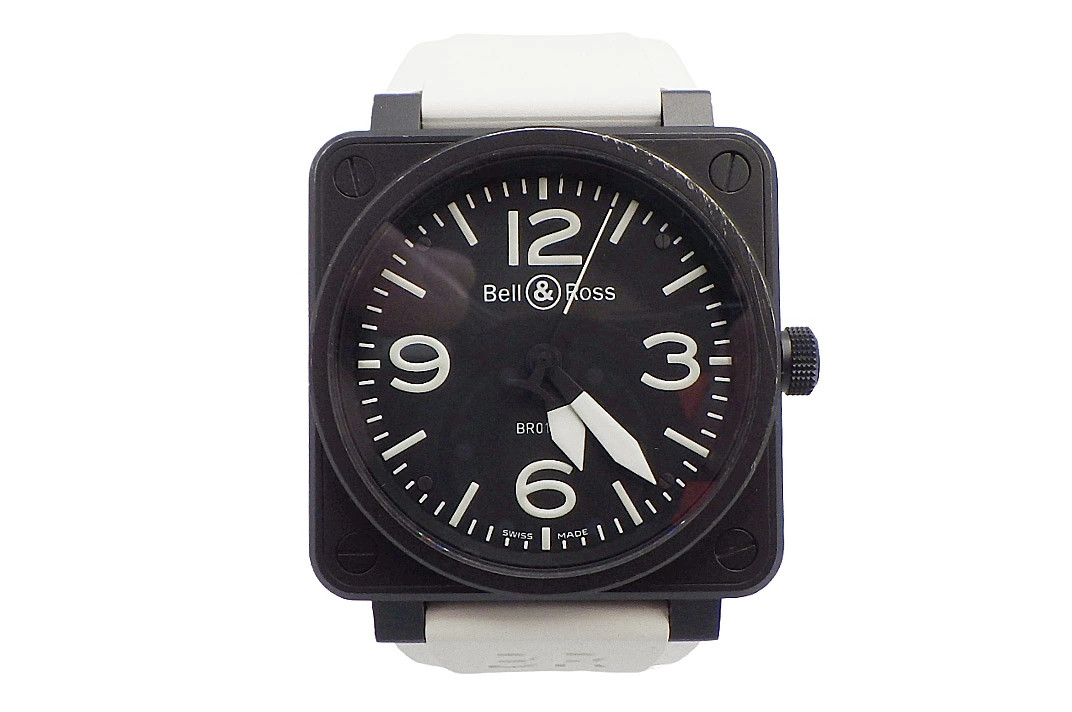 Bell & Ross BR01-92-S-06119 Aviation Black Dial Automatic White Rubber Watch