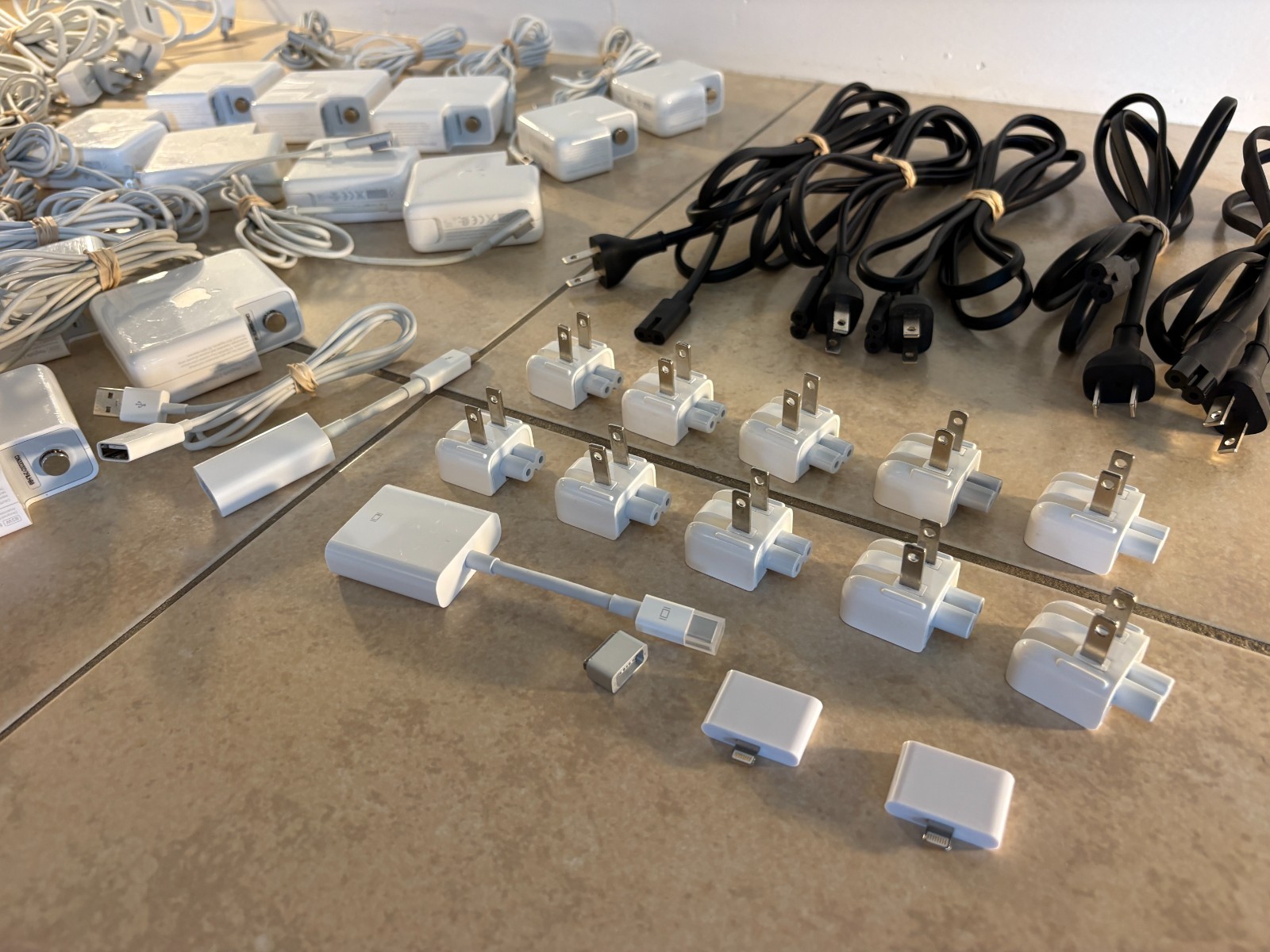 Lot of (49) Genuine Apple Adapters Cables & Accessories Mixed Bundle Converters