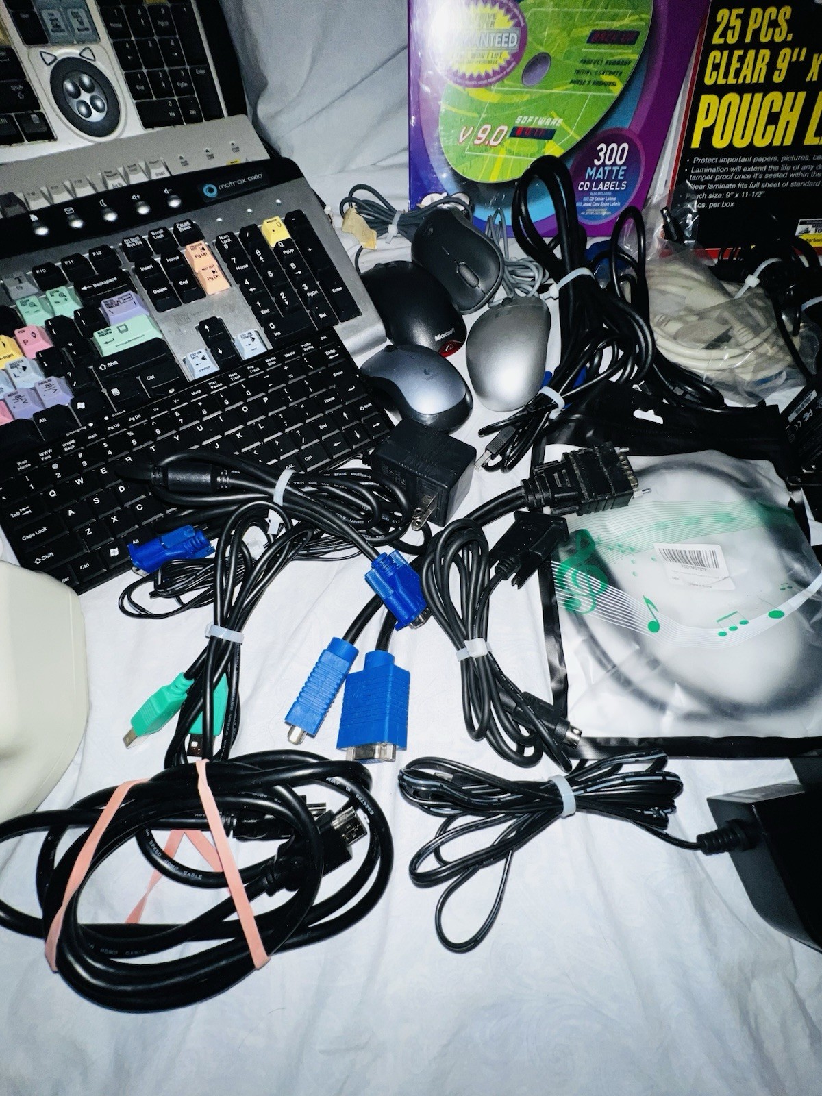 LOT OF ASSOCIATED ￼ELECTRONICS, KEYBOARDS, MOUSE, SPEAKERS, LAMINATER, CAMERAS